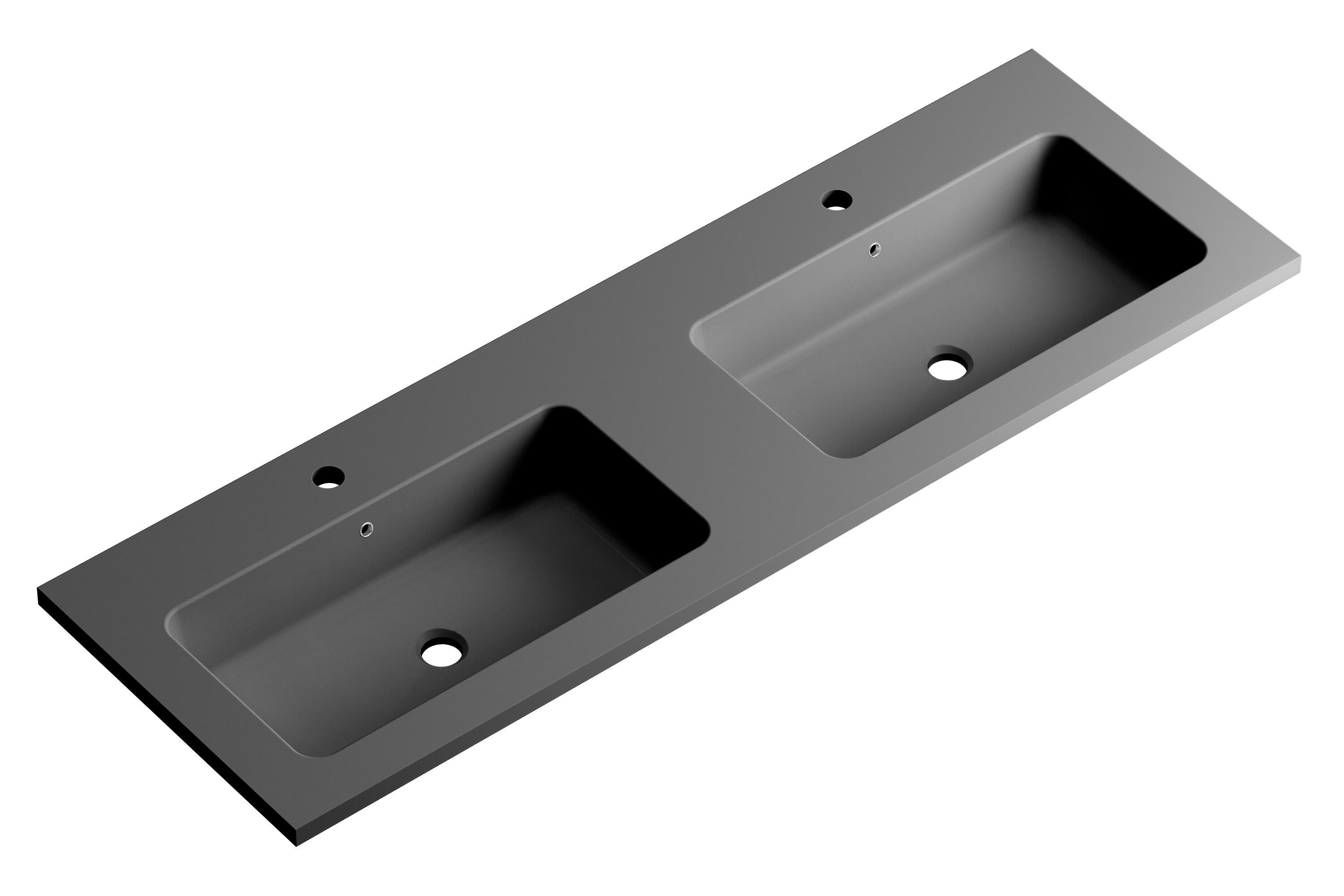 Lavabo encastrado reven gris / plata 140.5x15.5x45.5 cm