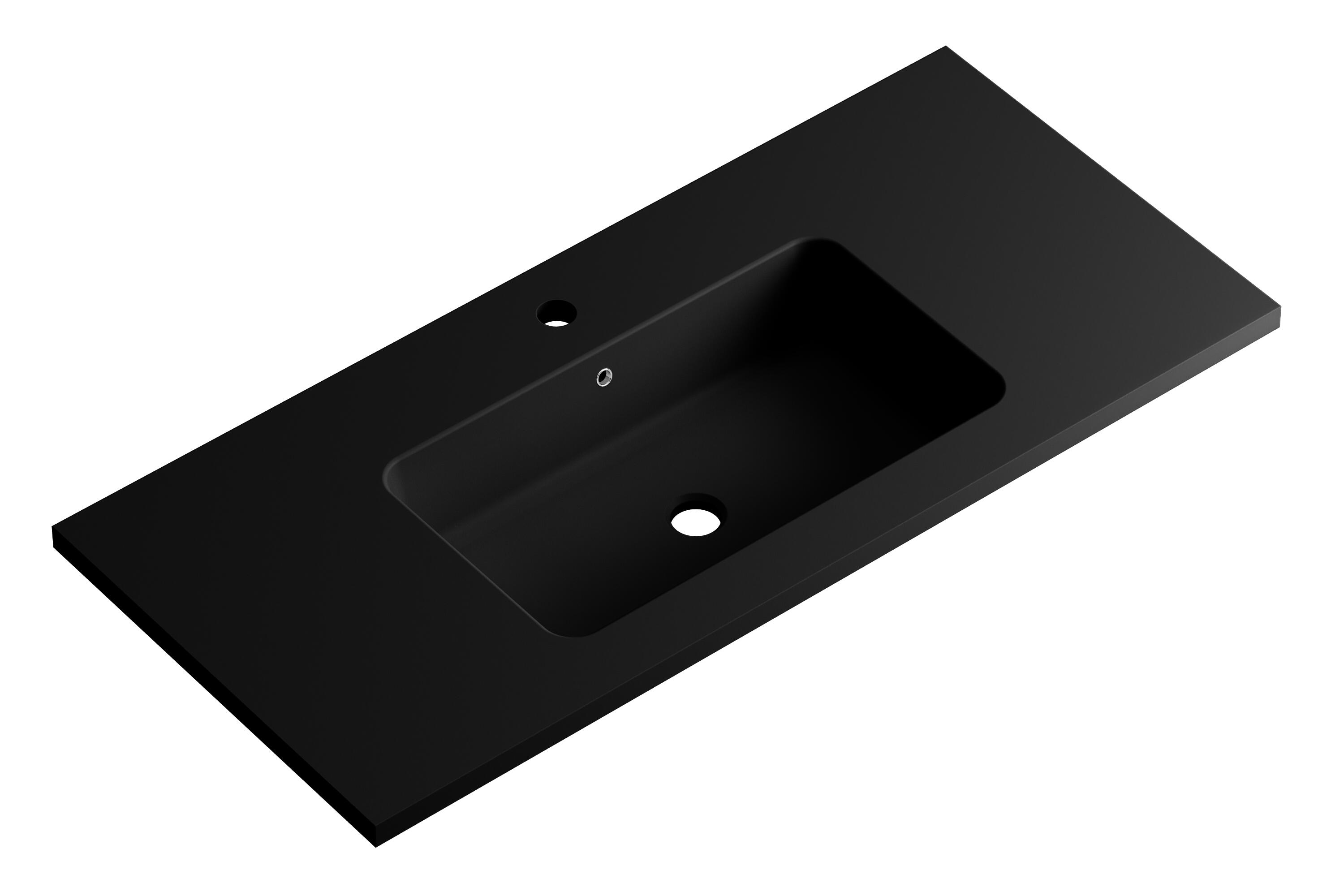 Lavabo encastrado reven negro 100.5x15.5x45.5 cm