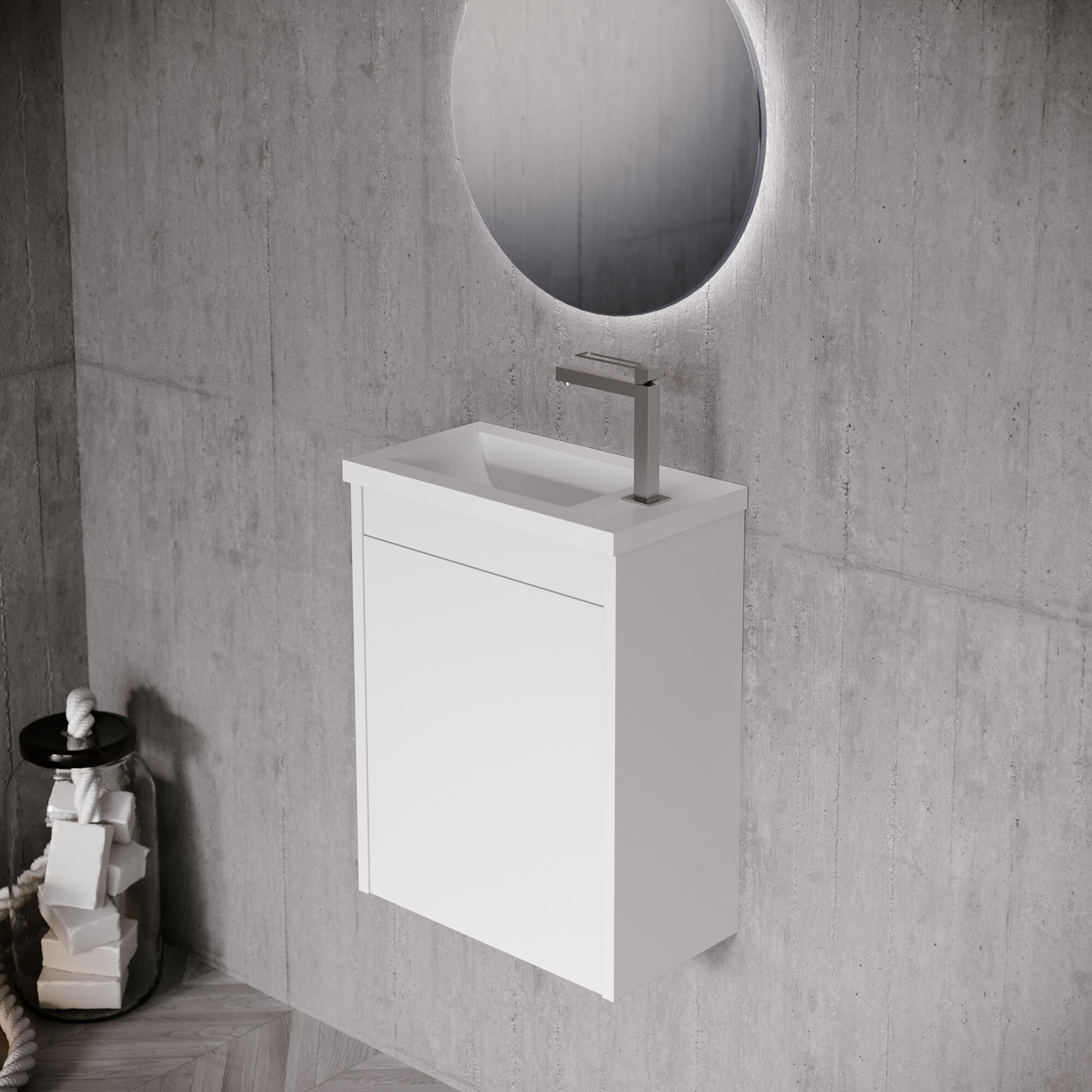 Mueble de baño con lavabo mueble mini v400 con lavabo blanco satinado 40x22 cm