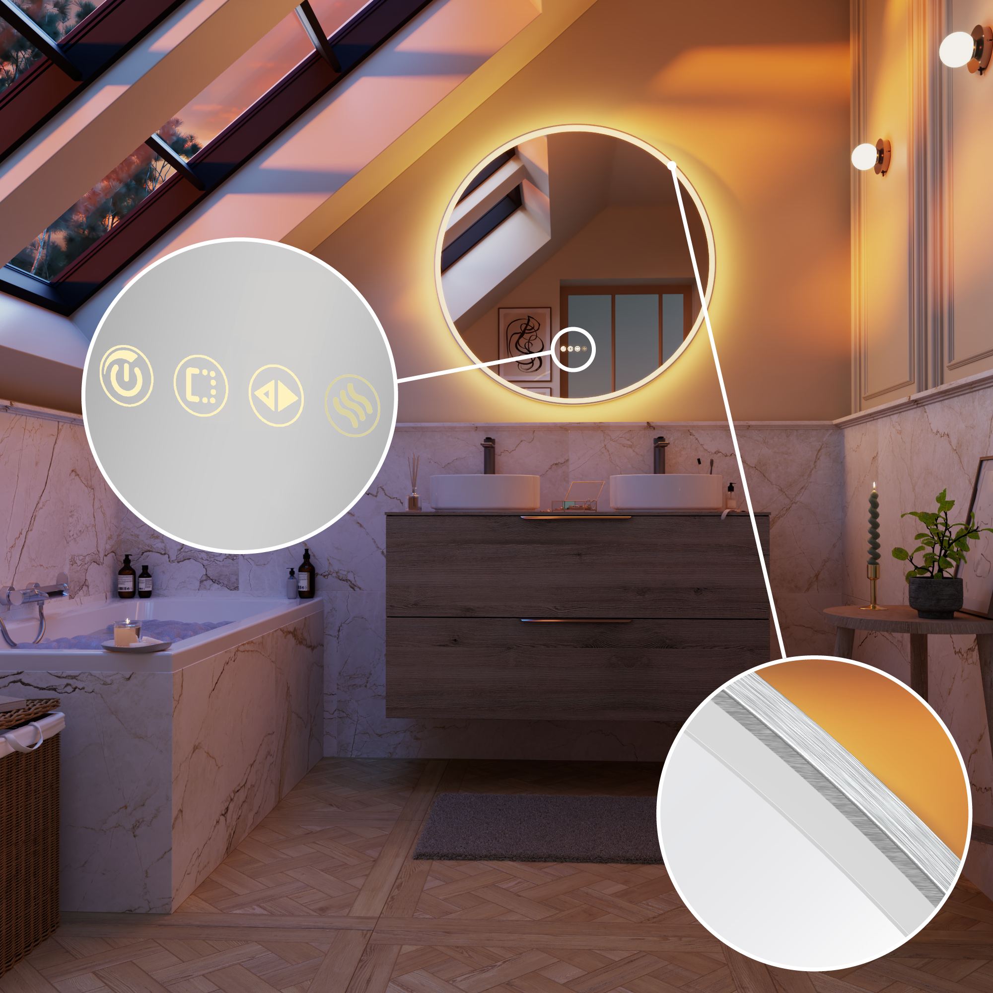 zoom miroir lumineux neo frame sensea bouton et lumière - 5