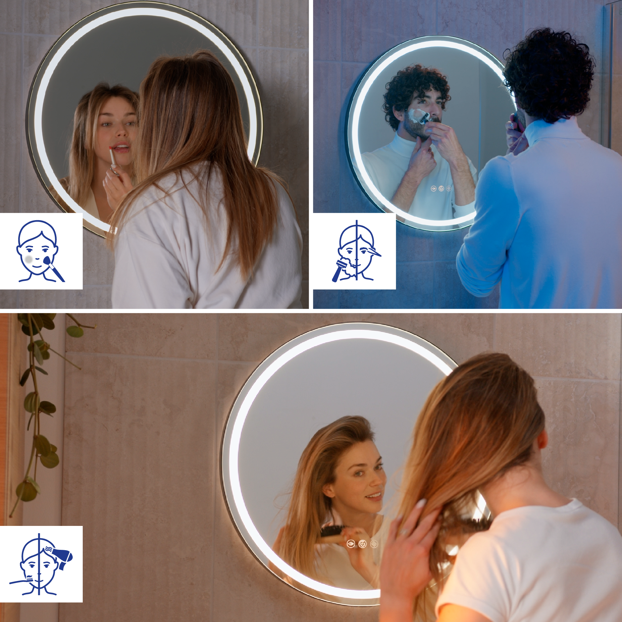 miroir rond remix lumineux sensea fonctionnalités  - 2