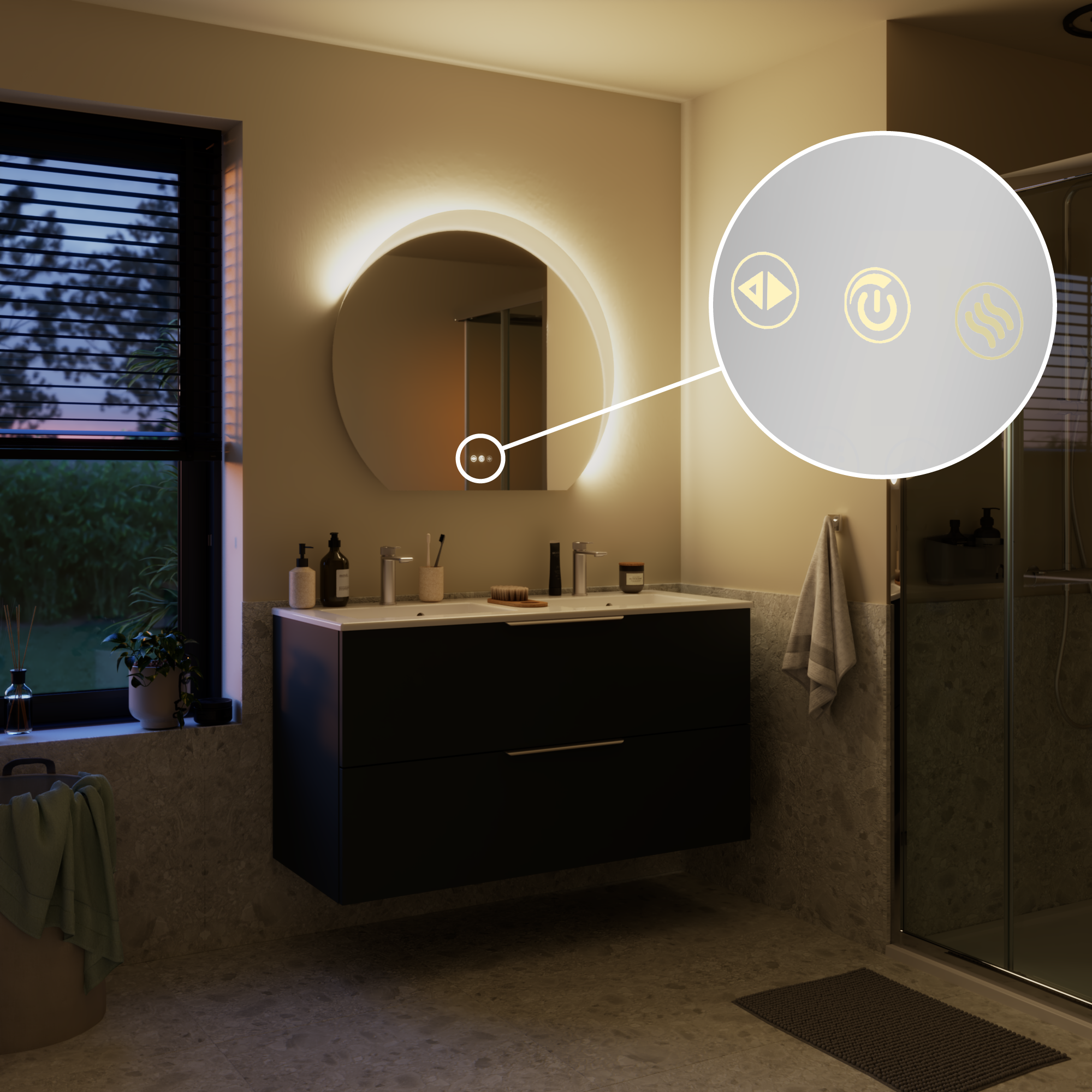 miroir neo line ellipse bouton et lumière - 3