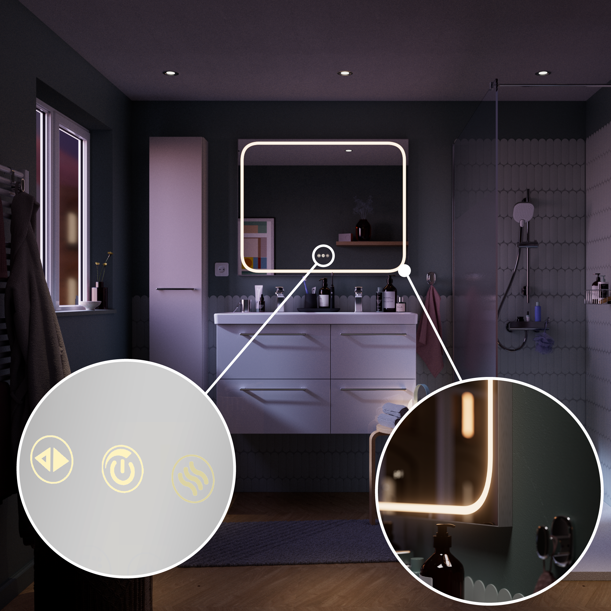 espelho remix funções led - 1