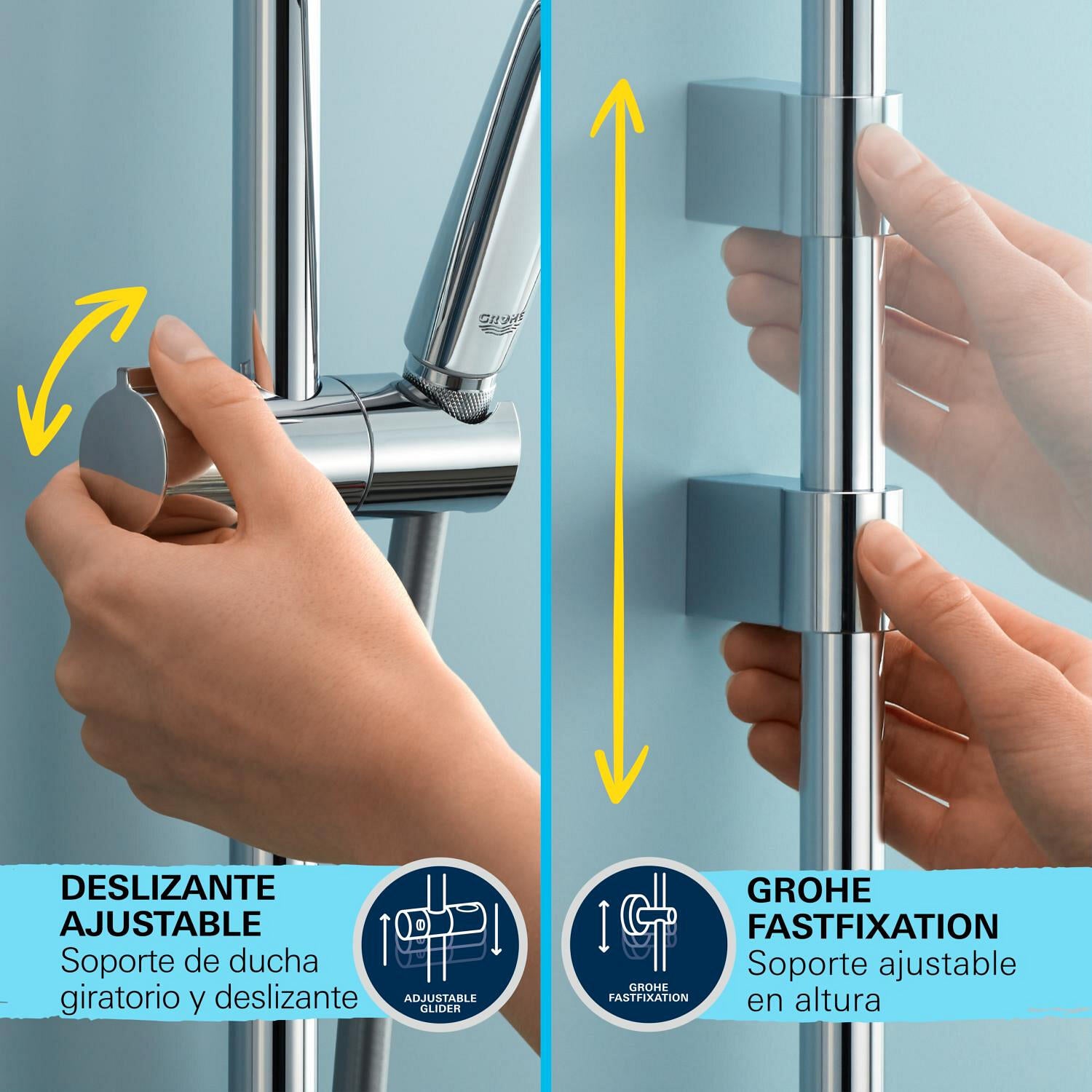 Alcachofa de ducha + flexo + barra GROHE  cromo con 3 funciones - 10