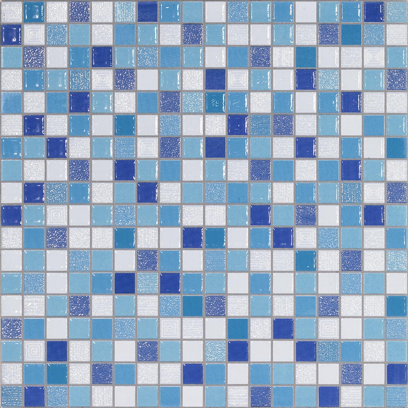 Azulejo cerámico efecto imitación mosaico azul y blanco 30x30 cm c1