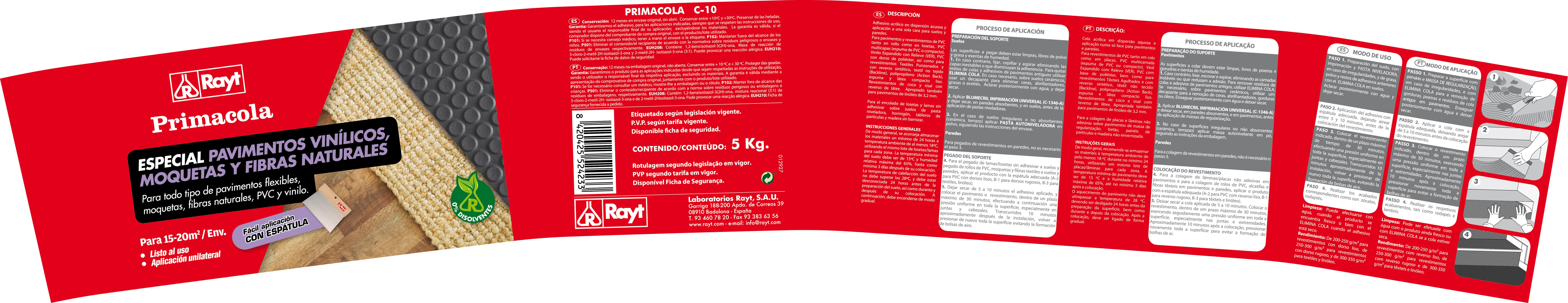 Cola vinílicos/alcatifas primacola c10 rayt 5kg - 2