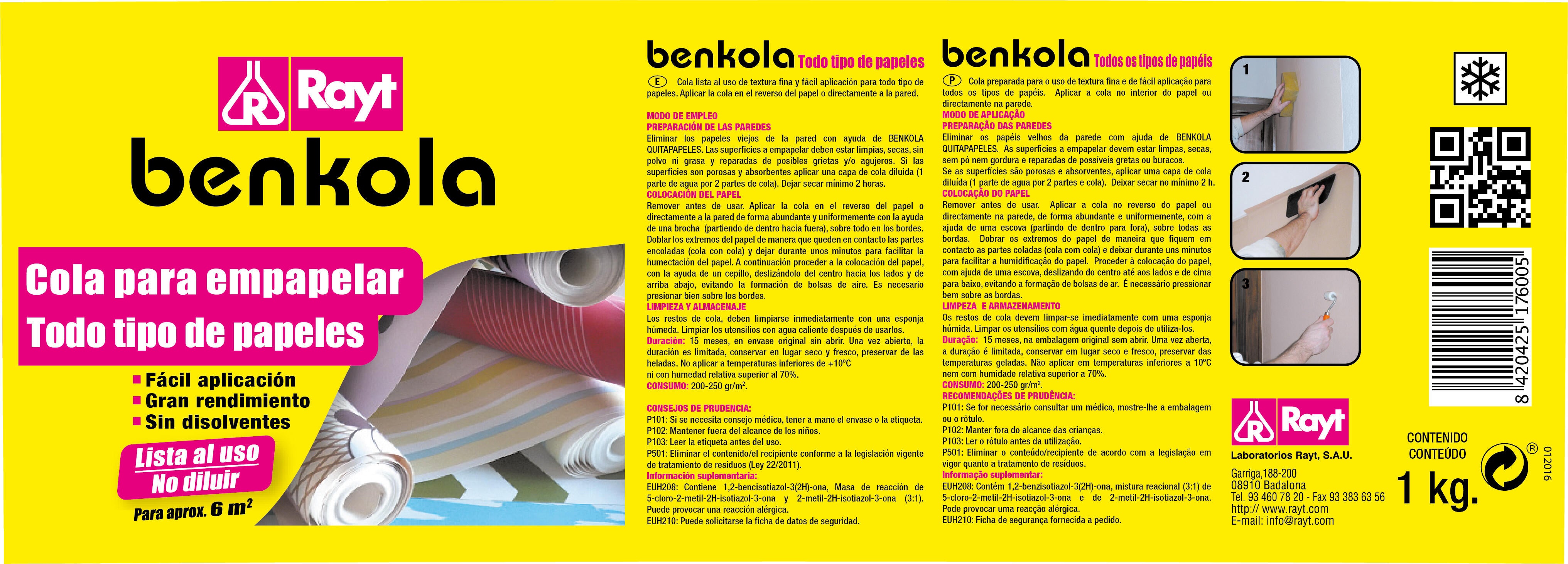 Cola adhesiva para papel pintado o vinilo Benkola 1 kg - 2