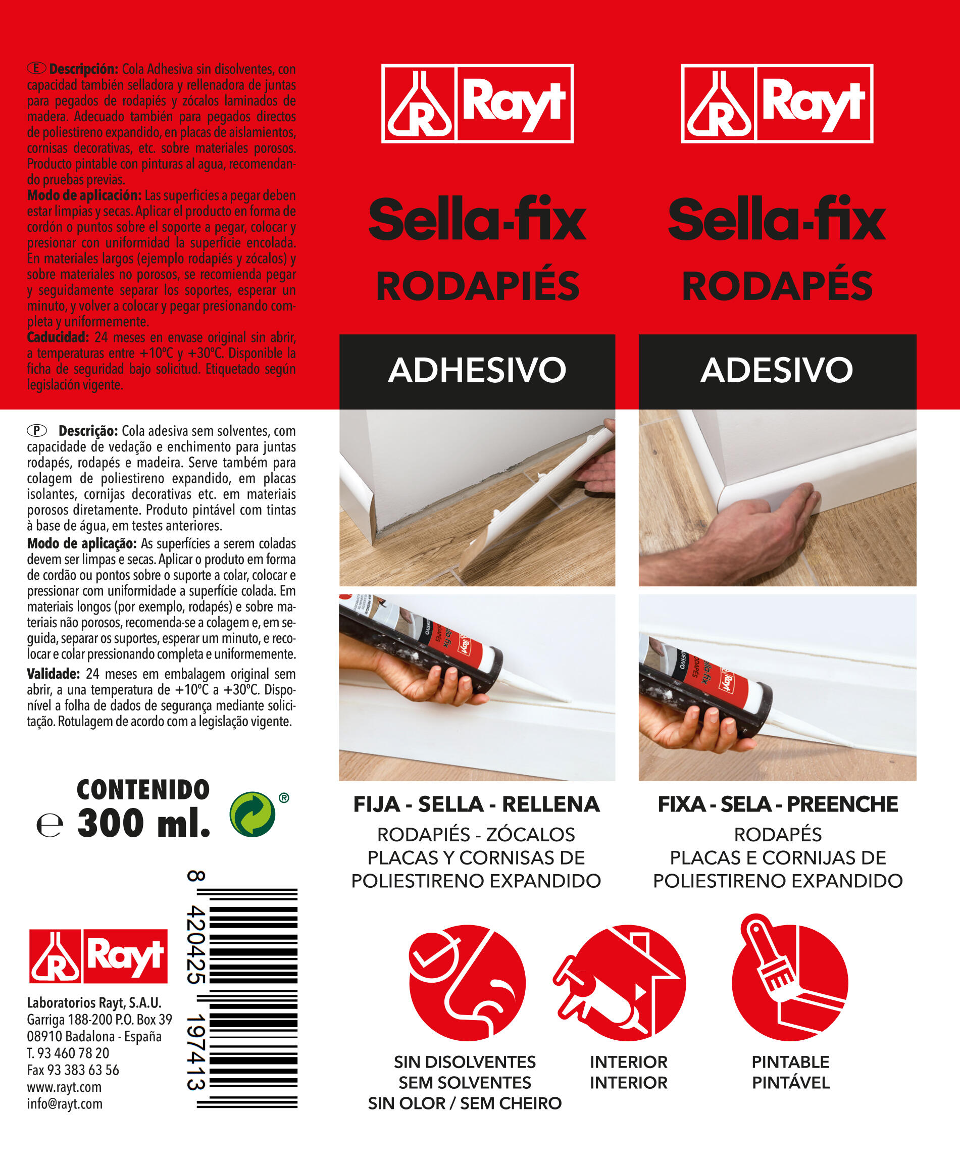 Prego líquido para rodapés Sellafix rodapés branco 300 ml - 4