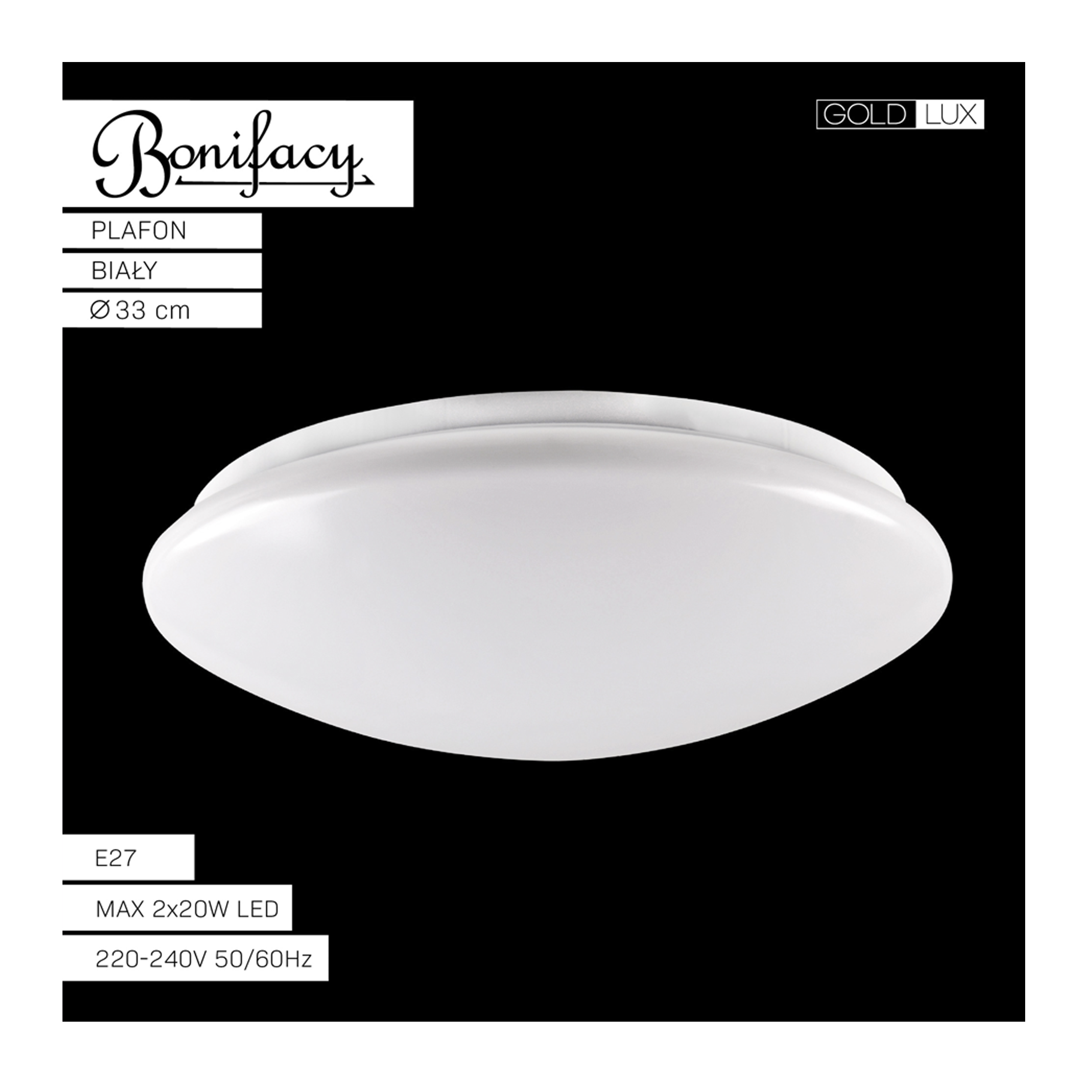 Plafon Bonifacy biały 2 x E27 śr. 33 cm Goldlux - 6