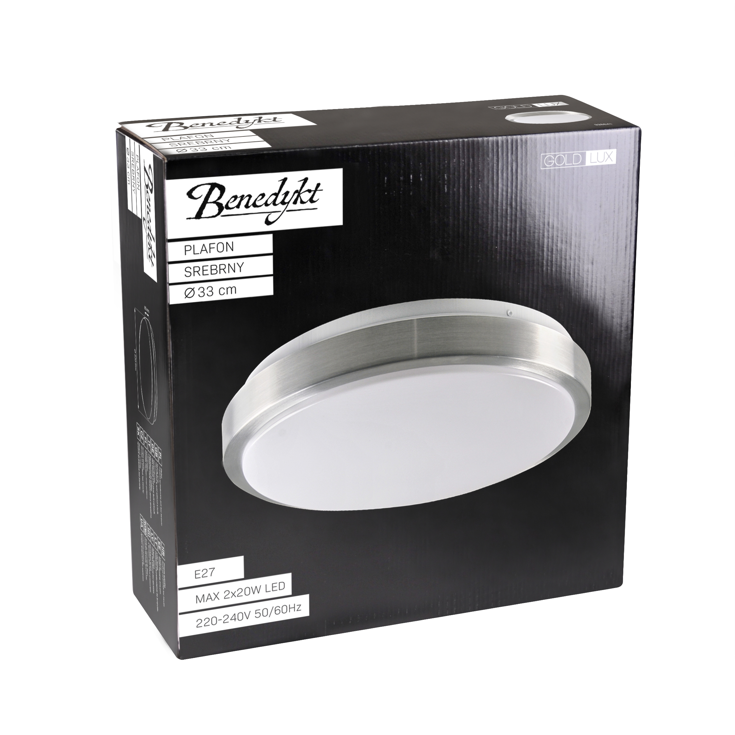 Plafon Benedykt biały 2 x E27 śr. 33 cm Goldlux - 7