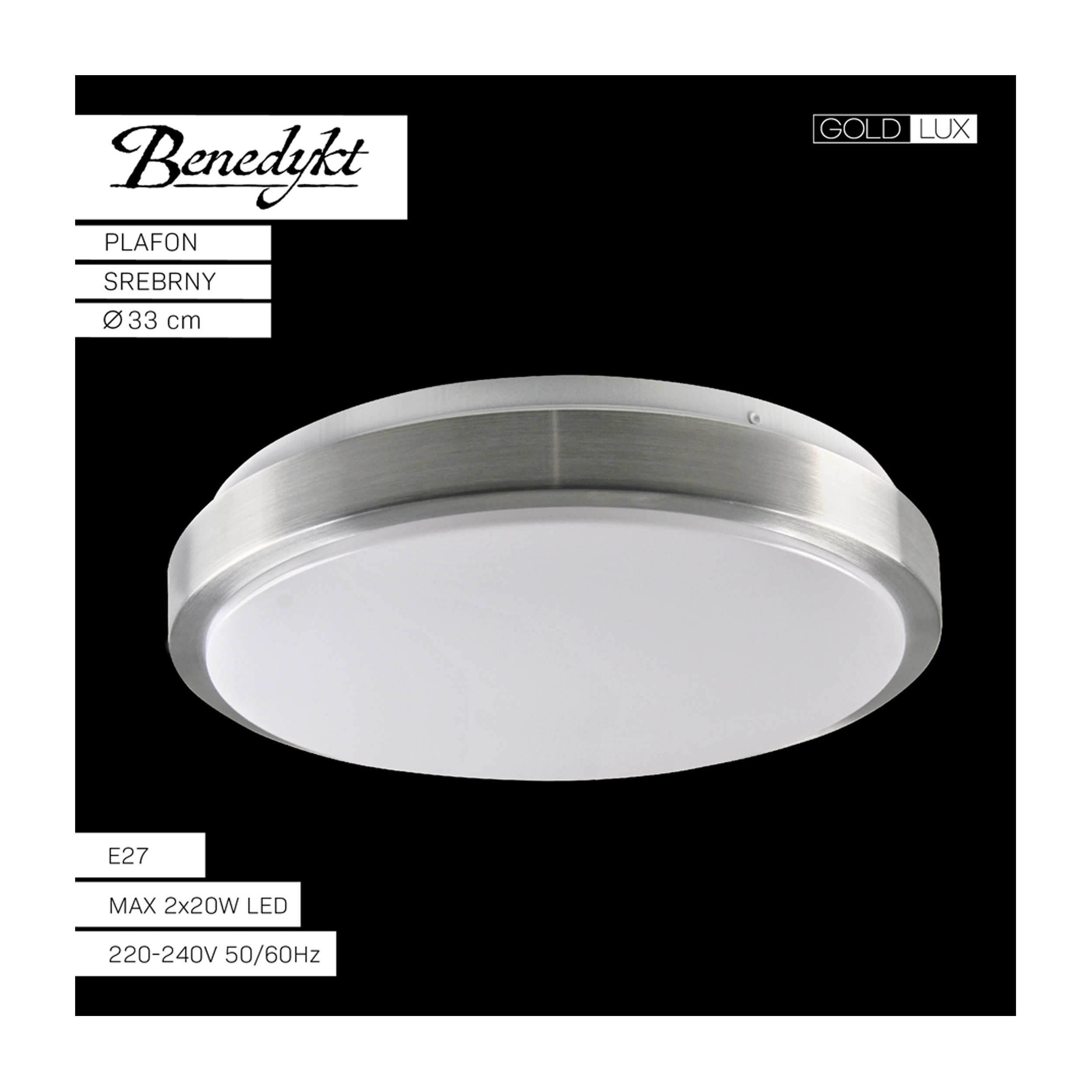 Plafon Benedykt biały 2 x E27 śr. 33 cm Goldlux - 6