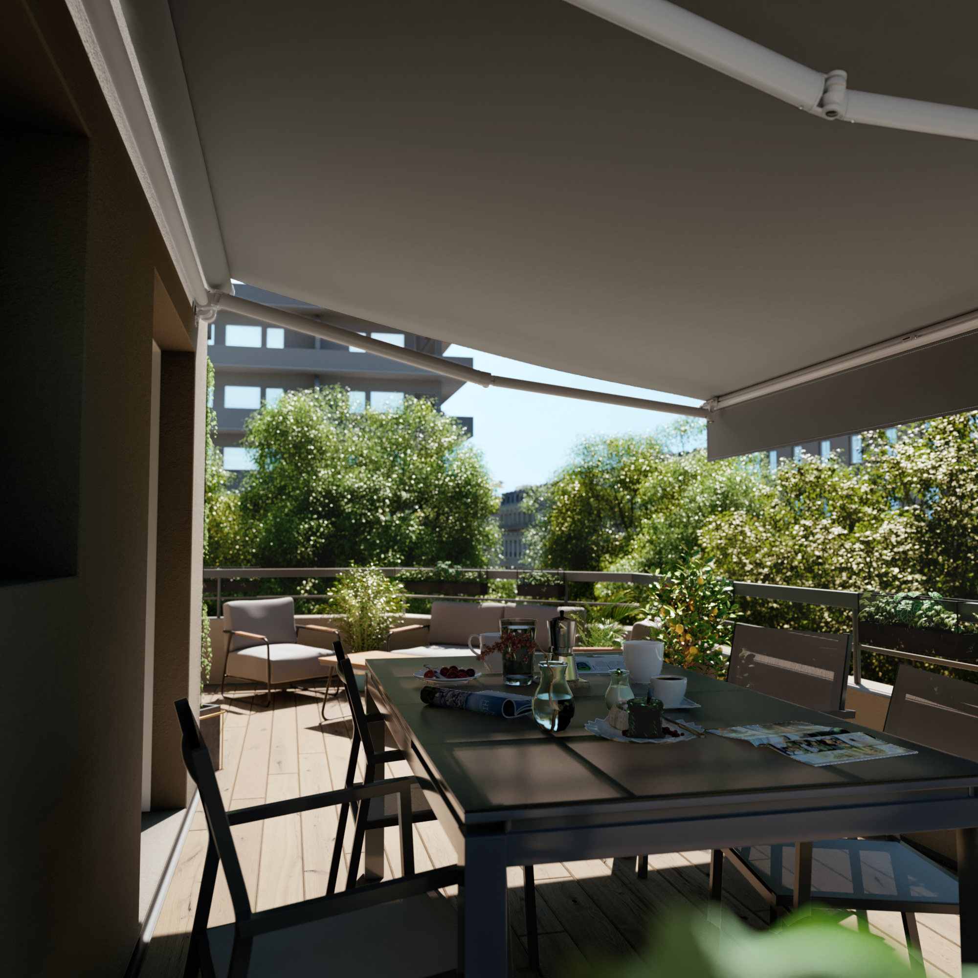 Toldo manual sem caixa branco 2.5x3 m liso castanho Naterial Calima - 9