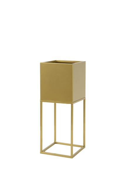 Kwietnik oslonka stojak lorient 20x20x47 cm metalowy zloty loft 84694739