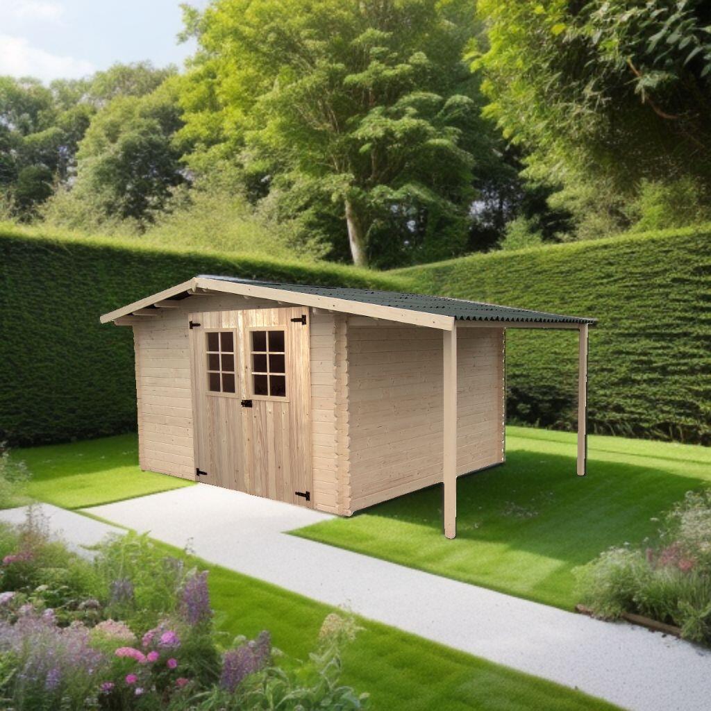 Abri de jardin bois HABRITA Vd 3330.02 b n Ep.28 mm, 13.38 m² - 2