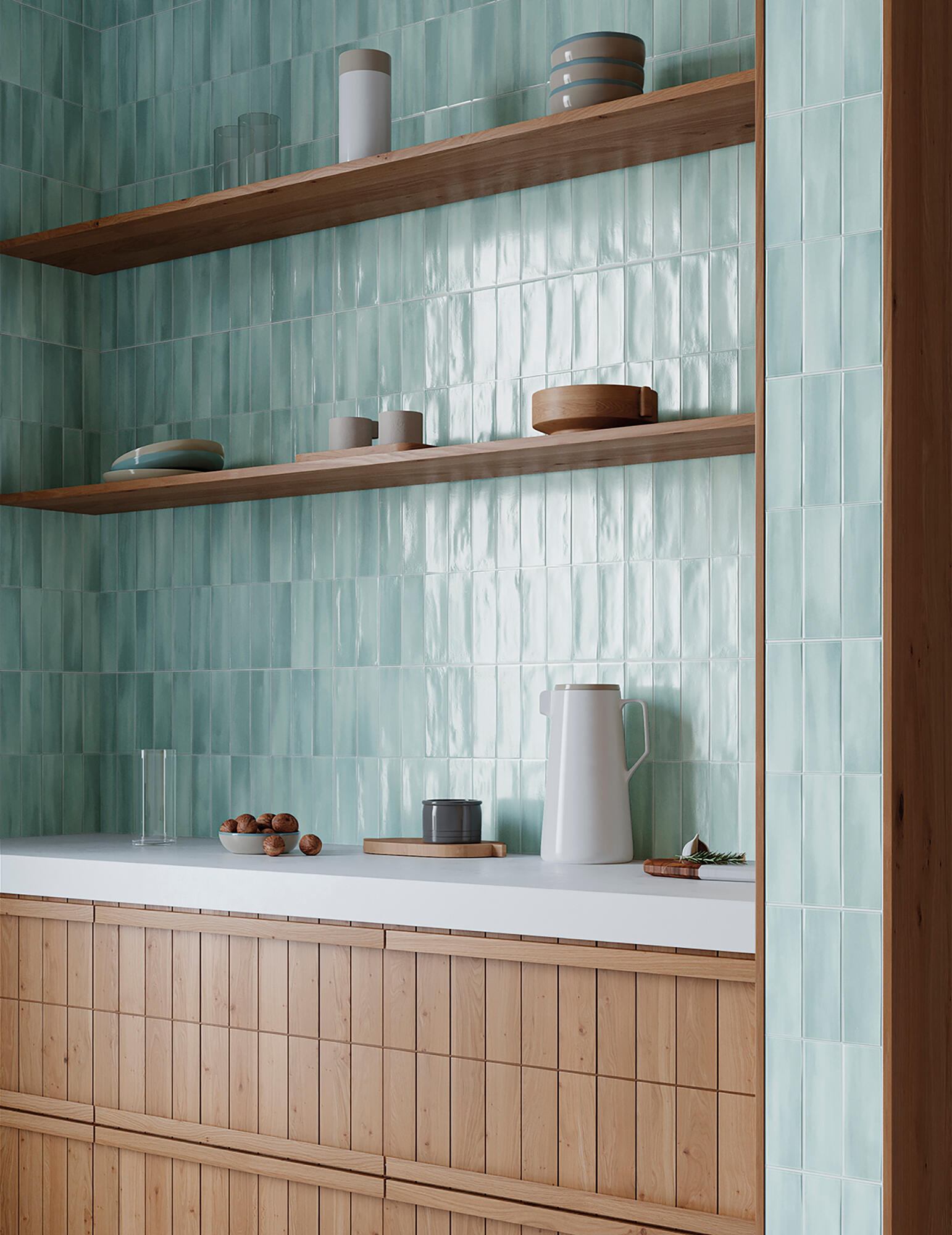 Azulejo porcelánico deco allure efecto zellige verde 32x62.5 cm