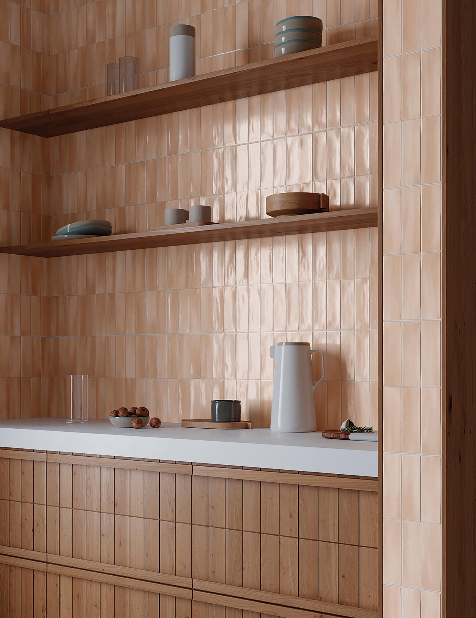 Azulejo porcelánico deco allure efecto zellige rosa 32x62.5 cm