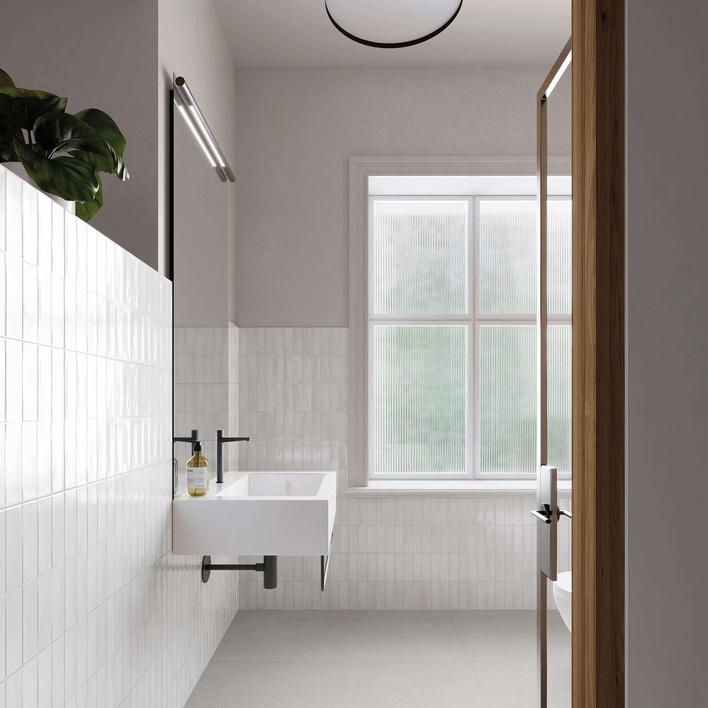 Azulejo porcelánico deco allure efecto zellige blanco 32x62.5 cm