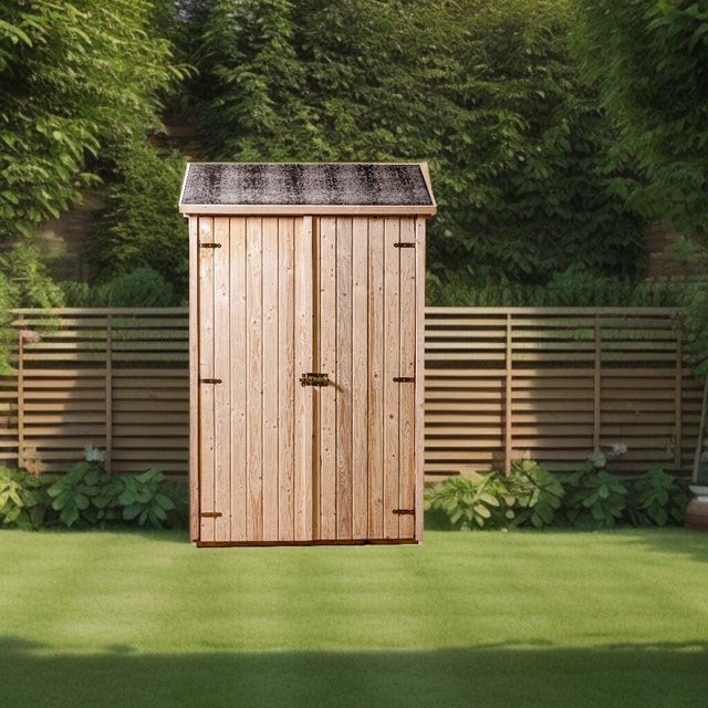 Armoire De Rangement Jardin Gardiun Emmy 87x46x160 Cm - Bois De Pin - Porte à Persiennes Avec Serrure