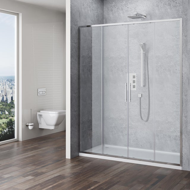 Portas de duche 2 de correr e 2 fixa 170x195 cm transparente e cromado Aqua