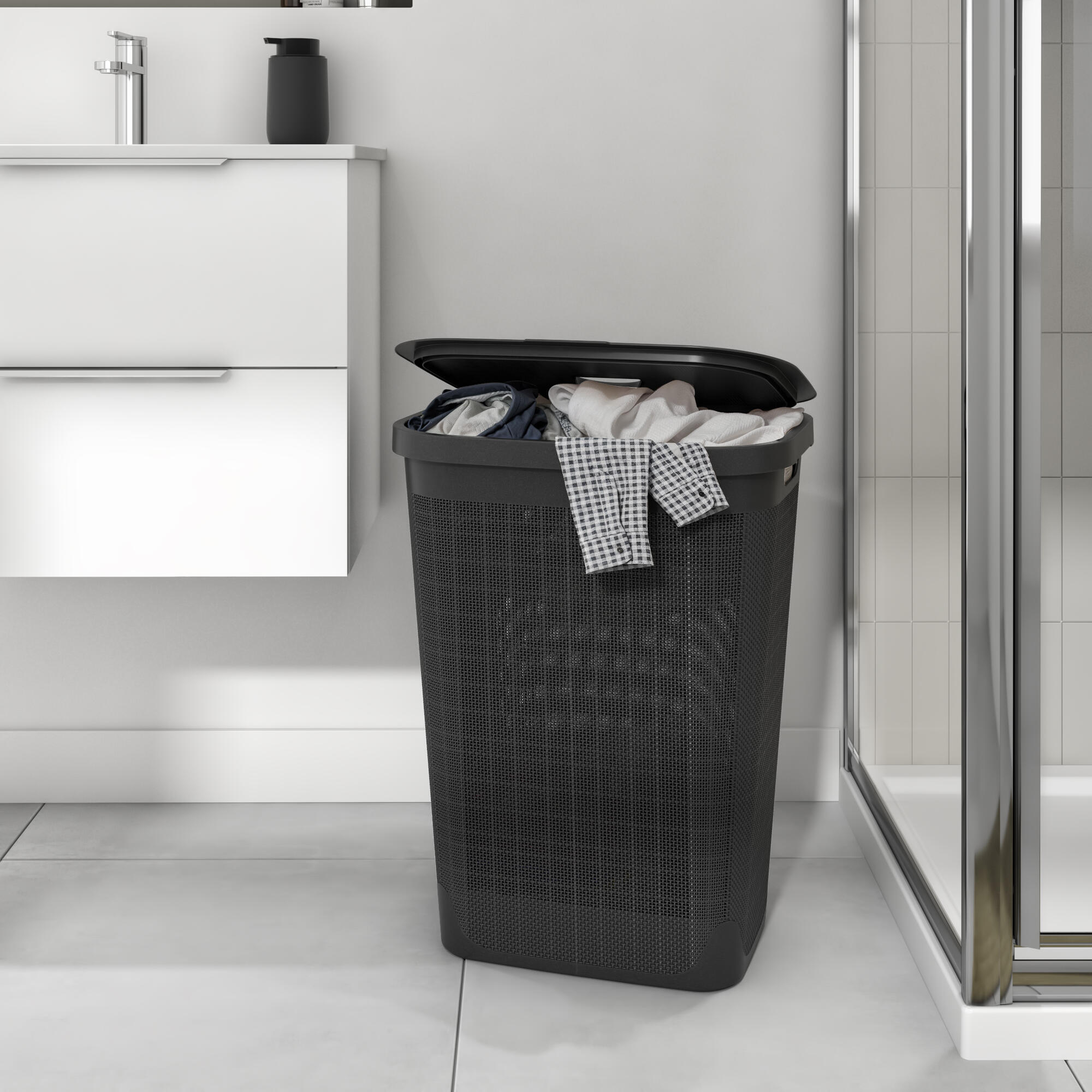 Cesto roupa 60 lt preto Sensea Linen - 3