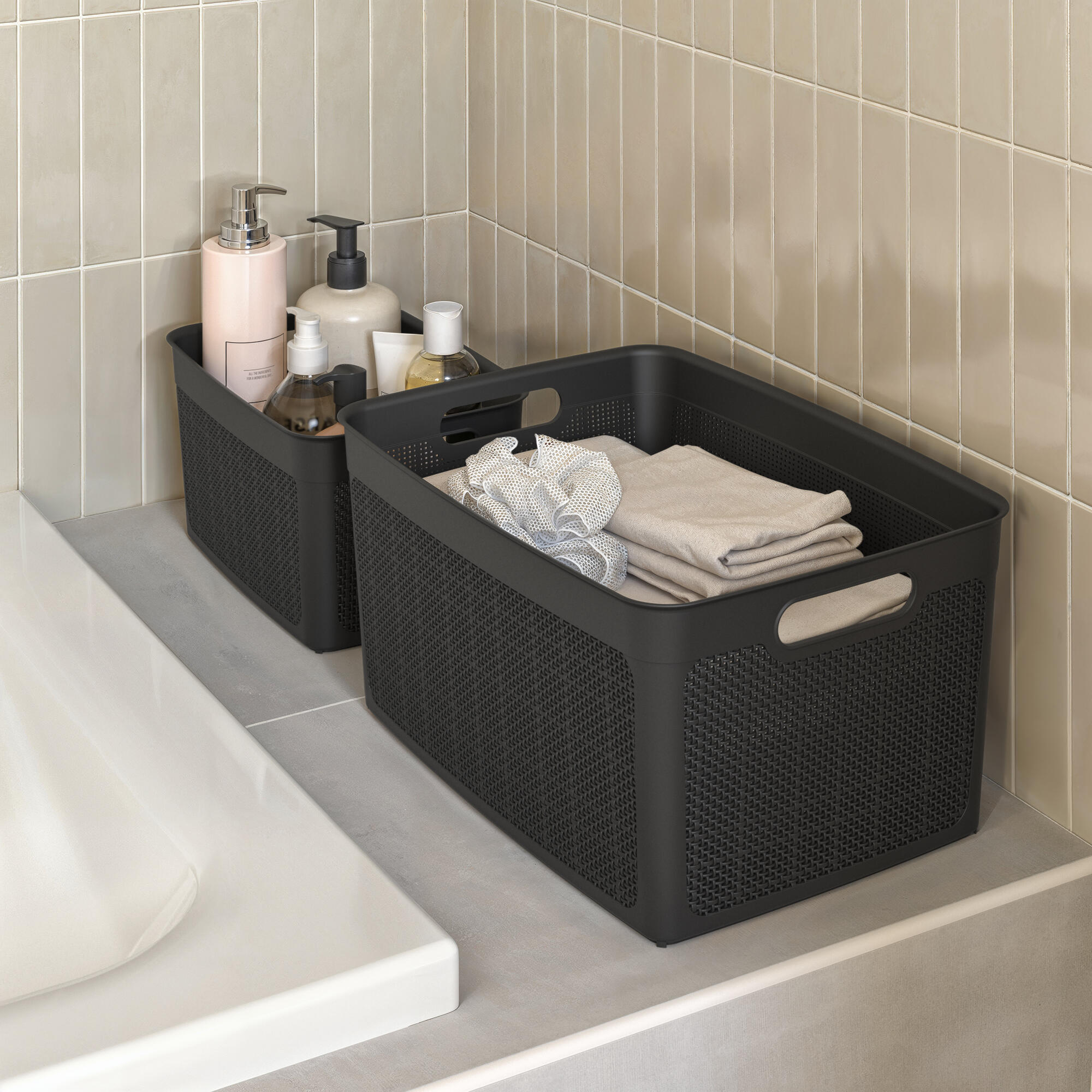 Cesto 18 lt preto Sensea Linen - 3