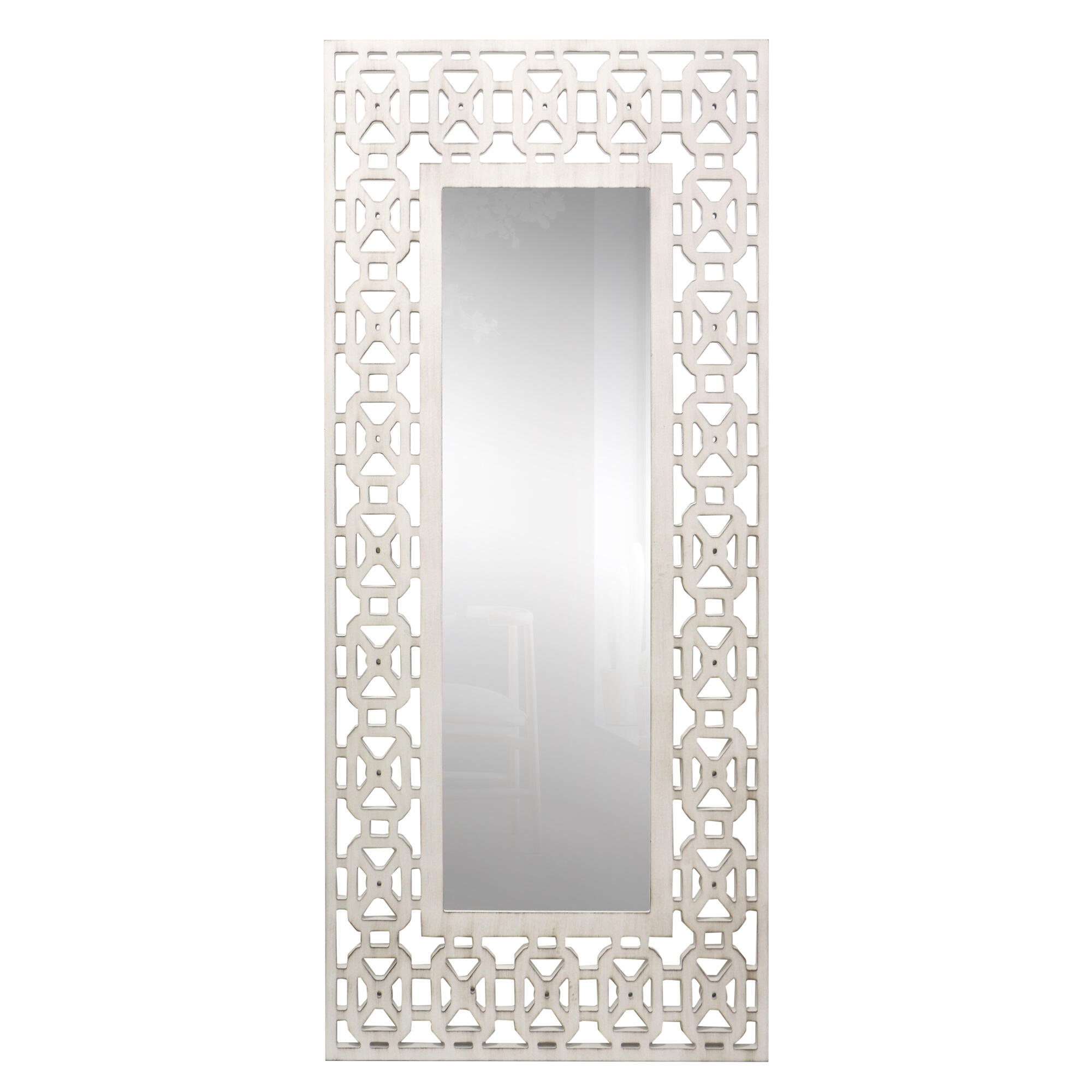 Espejo enmarcado de pared rectangular espejo decorativo mdf blanco mate de 60 x 140 cm. apto para baños.