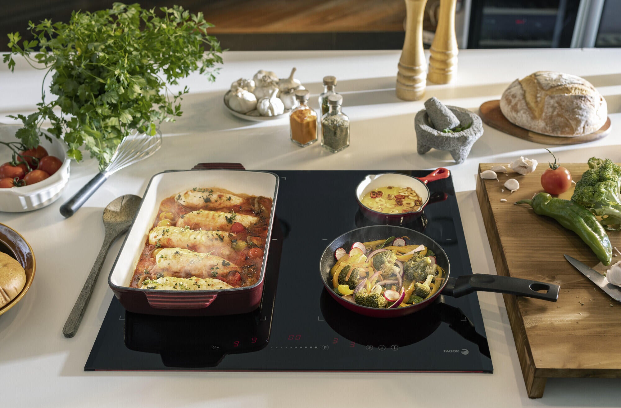 Placa de inducción FAGOR 3IF-ZONE40BL con 4 zonas de cocción y zona flex 7 W negro 58cm - 5