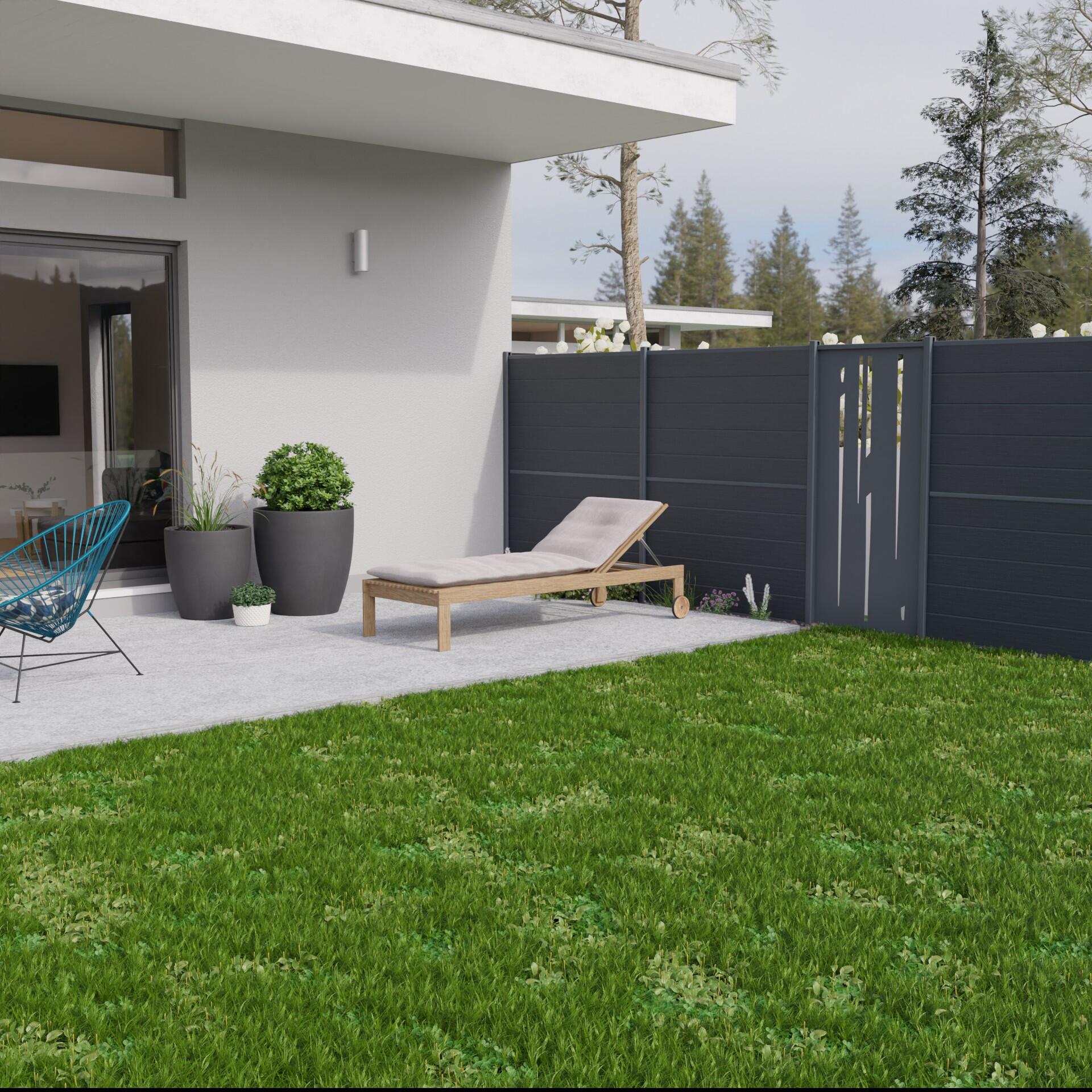 Lame aluminium décor ajourée Composite PREMIUM+ gris anthracite H9 x L 150 cm - 4