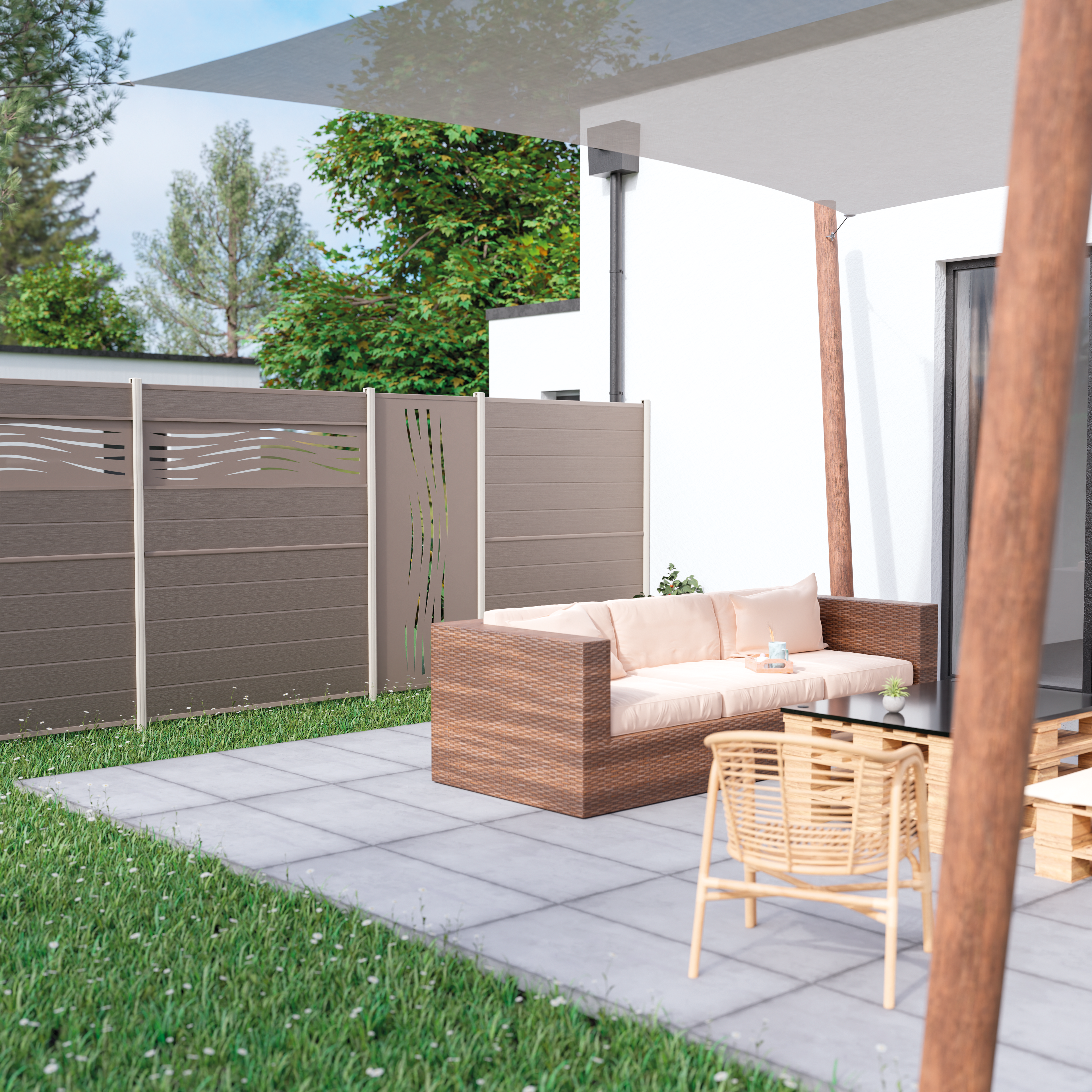 Décor aluminium vertical dunes Composite PREMIUM+ Taupe, L.85xH.180xEp.2,1cm - 2