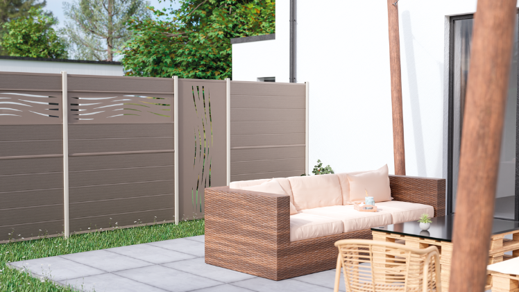 Lame aluminium décor ajourée Composite PREMIUM+ Taupe H9 x L 150 cm - 3