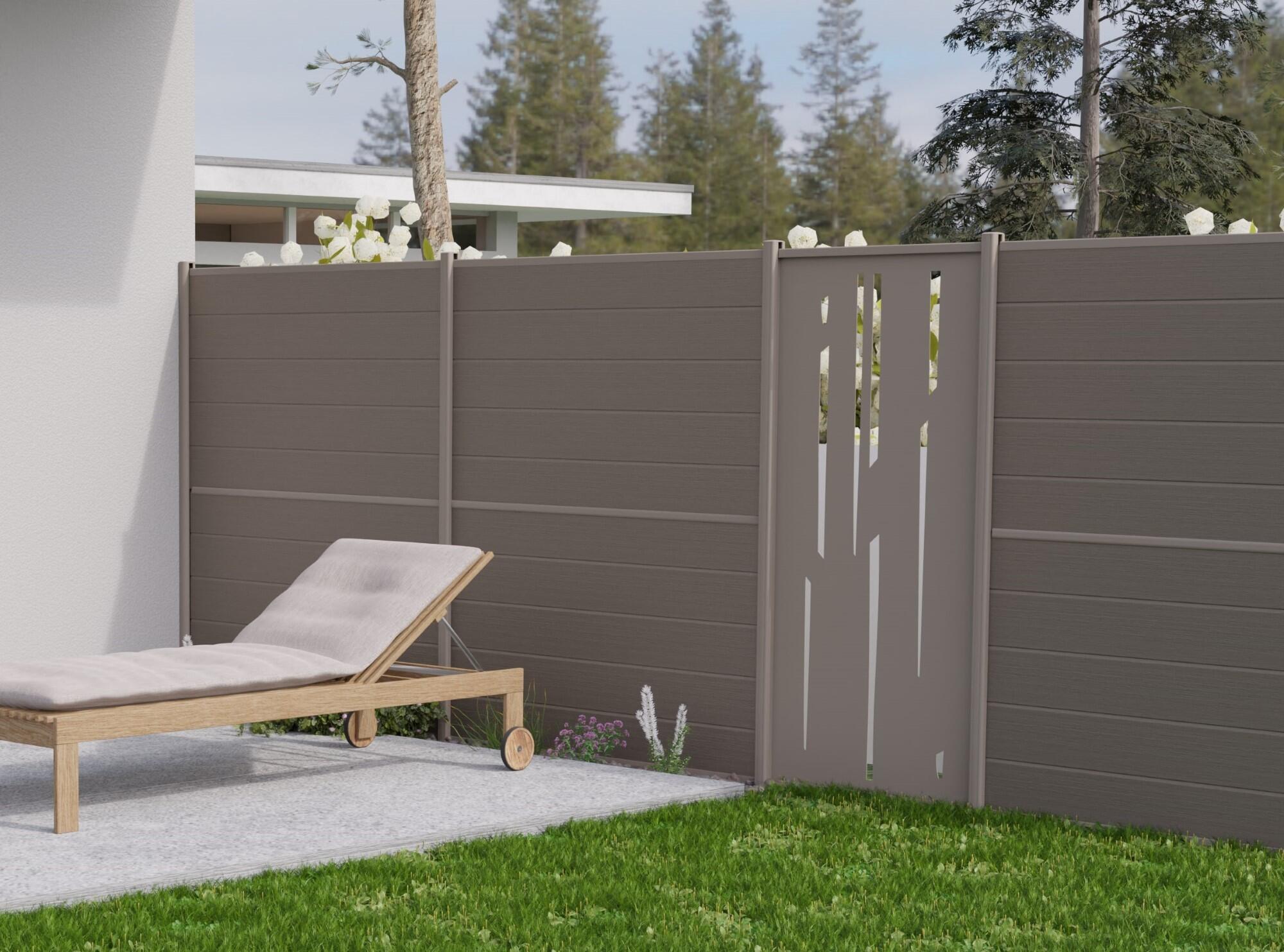 Poteau aluminium à sceller Composite PREMIUM+ Taupe, H.231.5 x l.5 x P.6,5 cm - 2