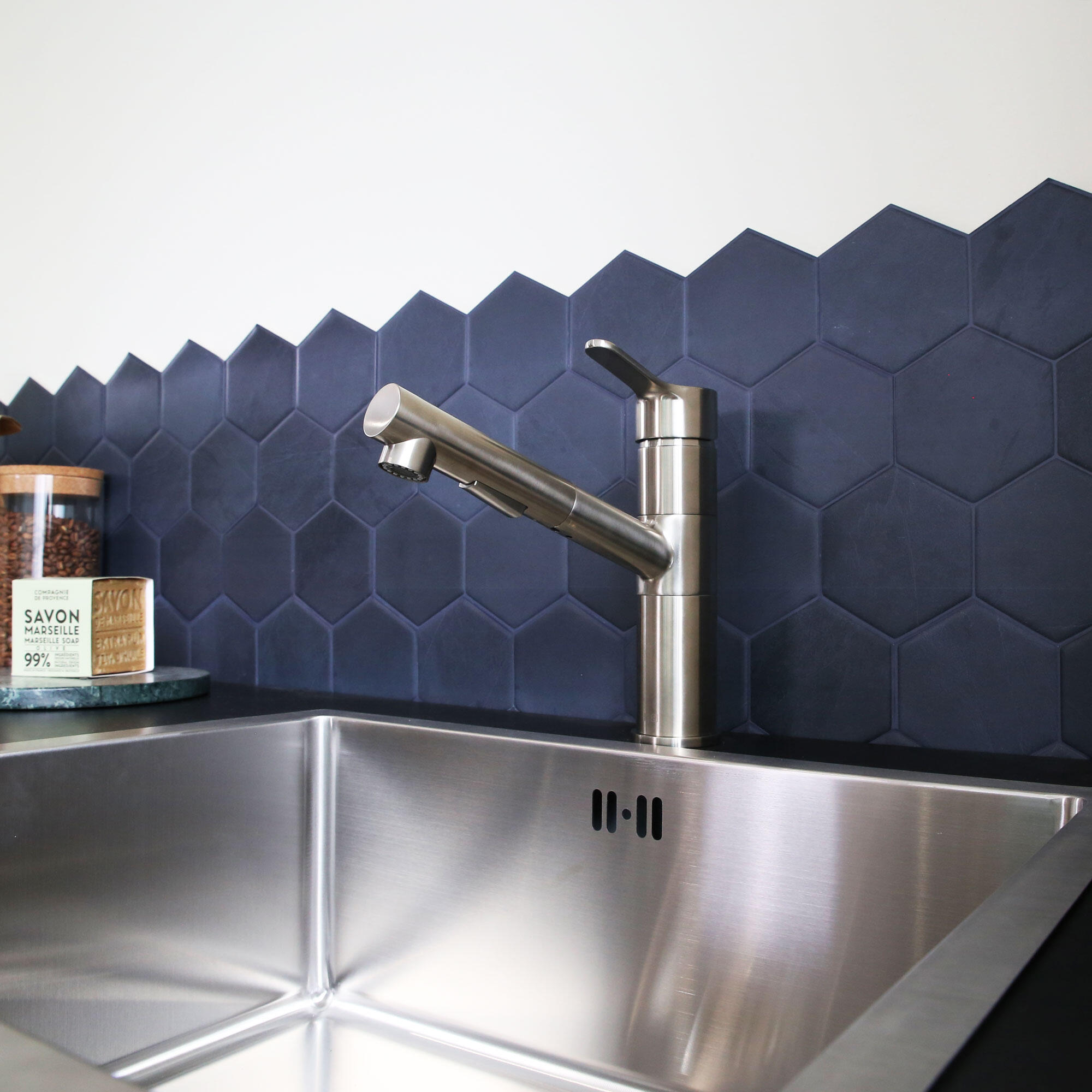 Robinet de cuisine avec douchette finition inox, New Silo, ESSEBAGNO - 5