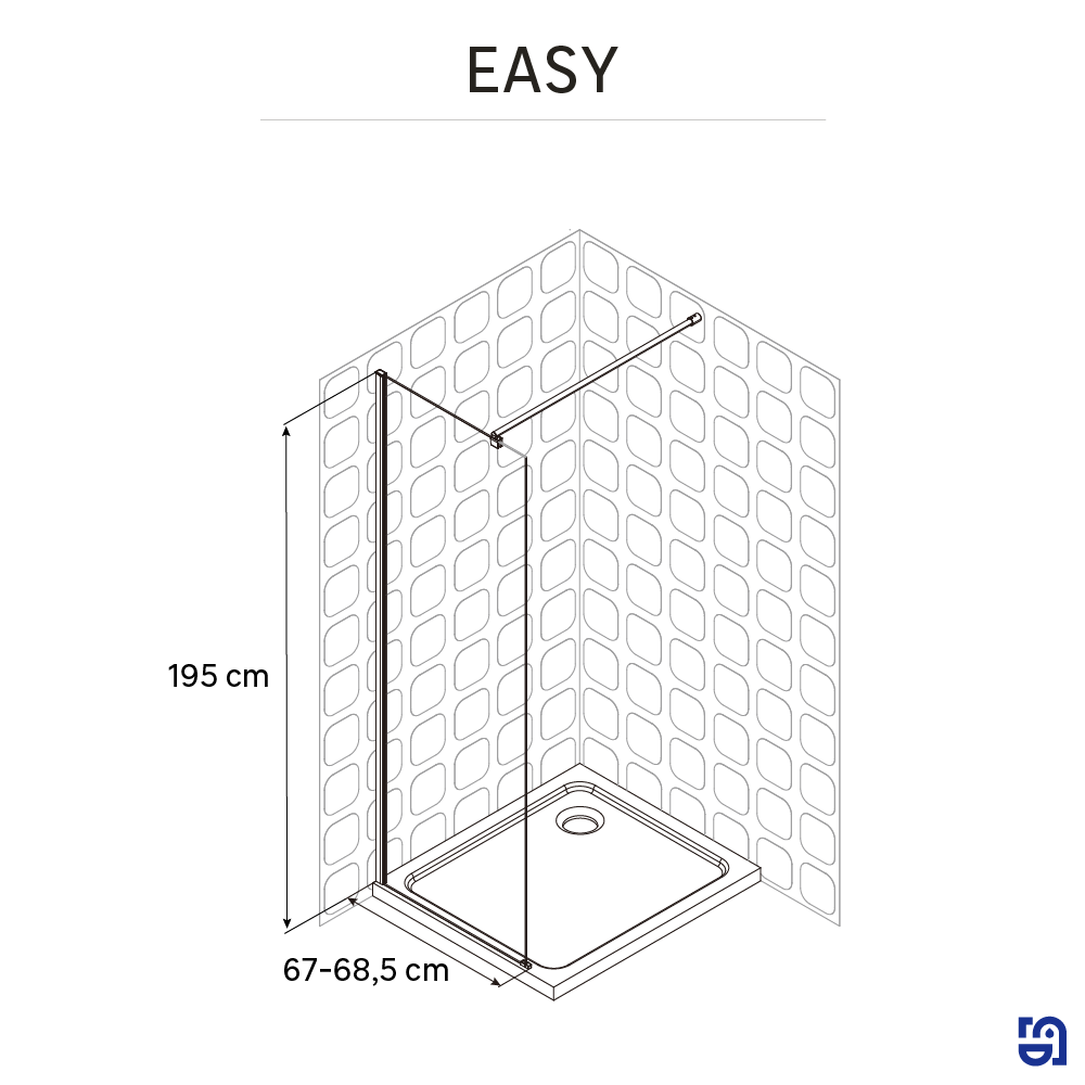 Paroi de douche à l'italienne verre transparent, l.70 cm, Ep.6 mm chromé Easy - 2