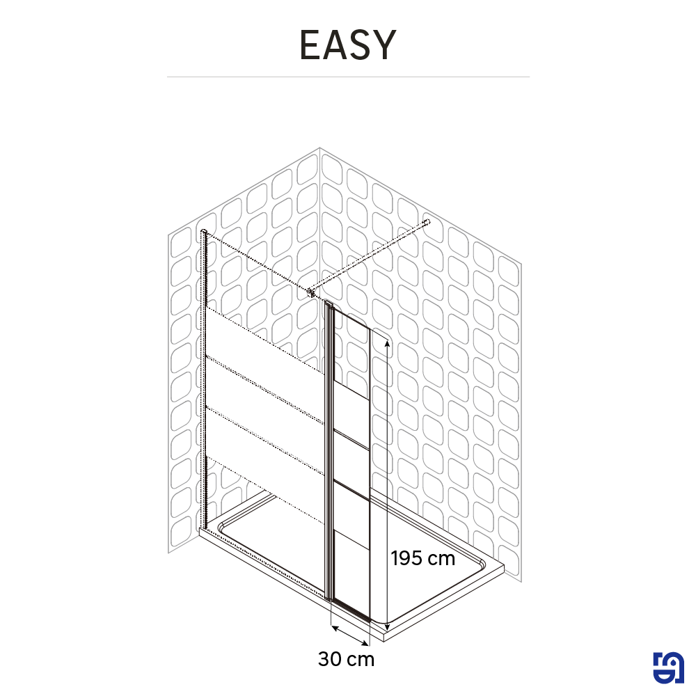 Déflecteur pour paroi de douche verre sérigraphié, l.30 cm, Ep. 6 mm chromé Easy - 5