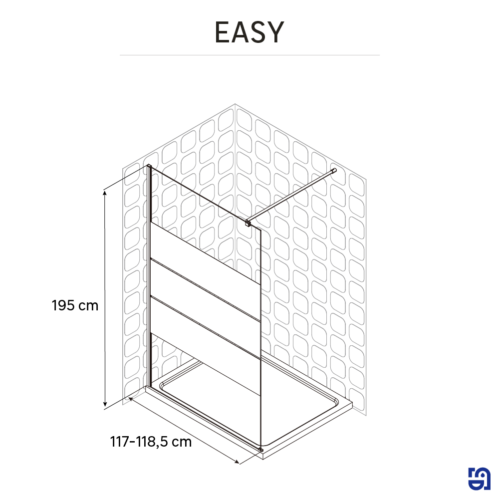 Paroi de douche à l'italienne verre sérigraphié, l.120 cm, Ep. 6 mm chromé Easy - 4