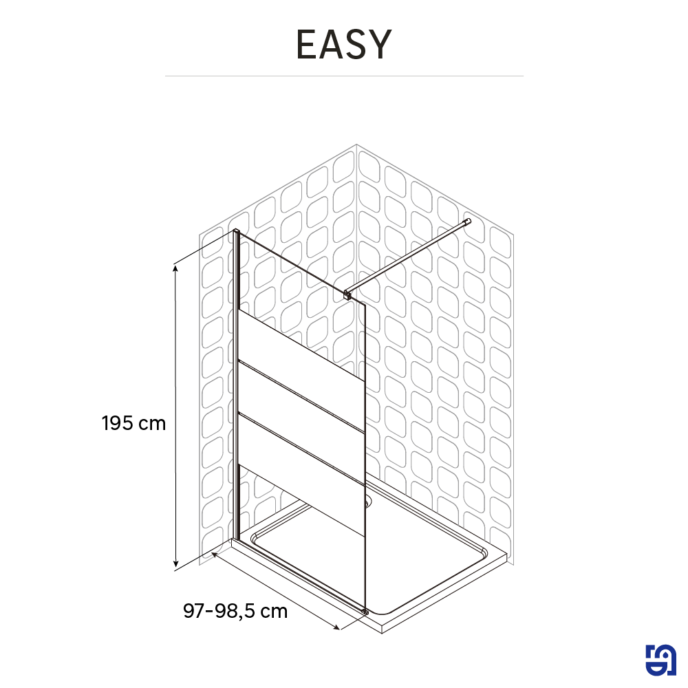 Paroi de douche à l'italienne verre sérigraphié, l.100 cm, Ep. 6 mm chromé Easy - 3