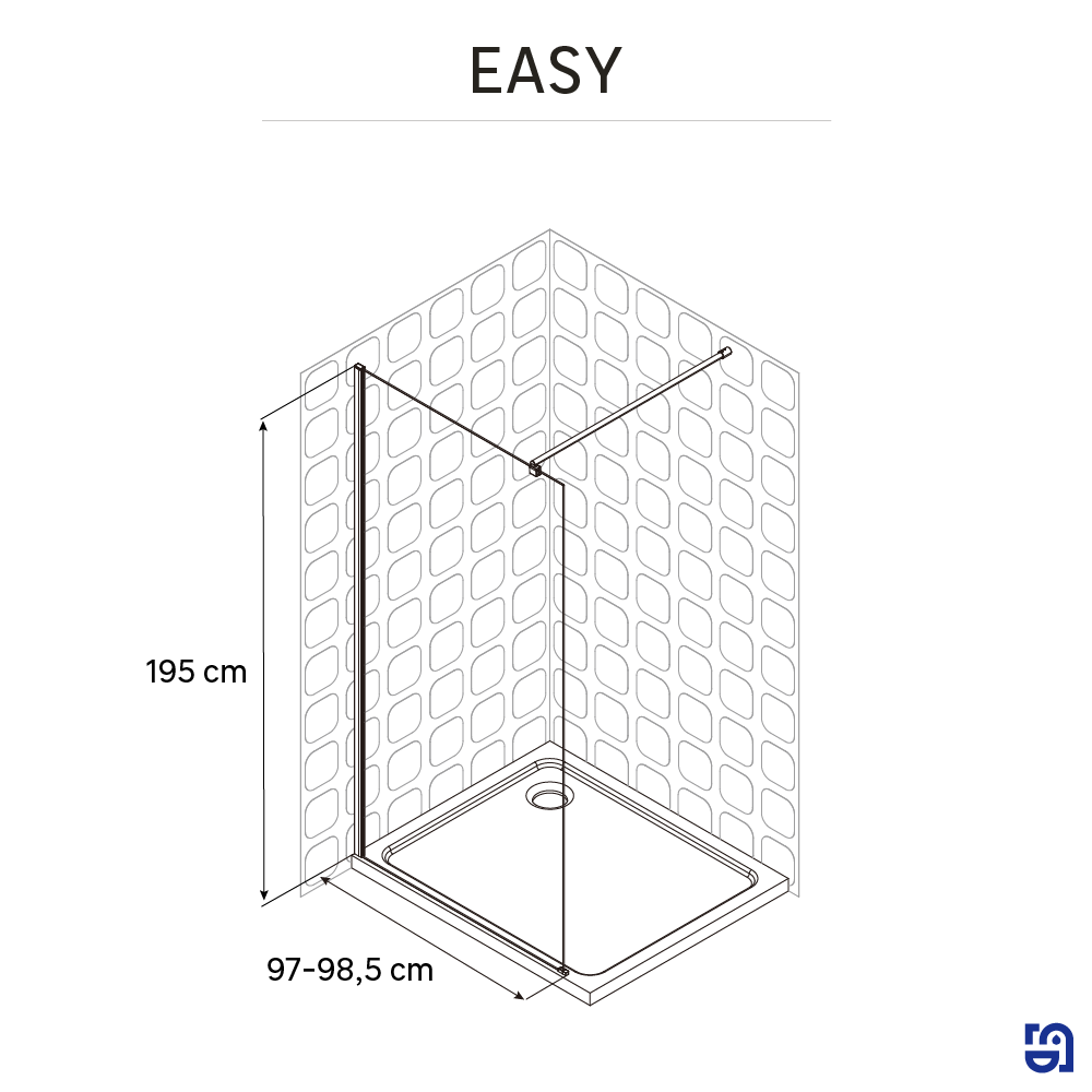 Paroi de douche à l'italienne verre transparent, l.100 cm, Ep. 6 mm chromé Easy - 4