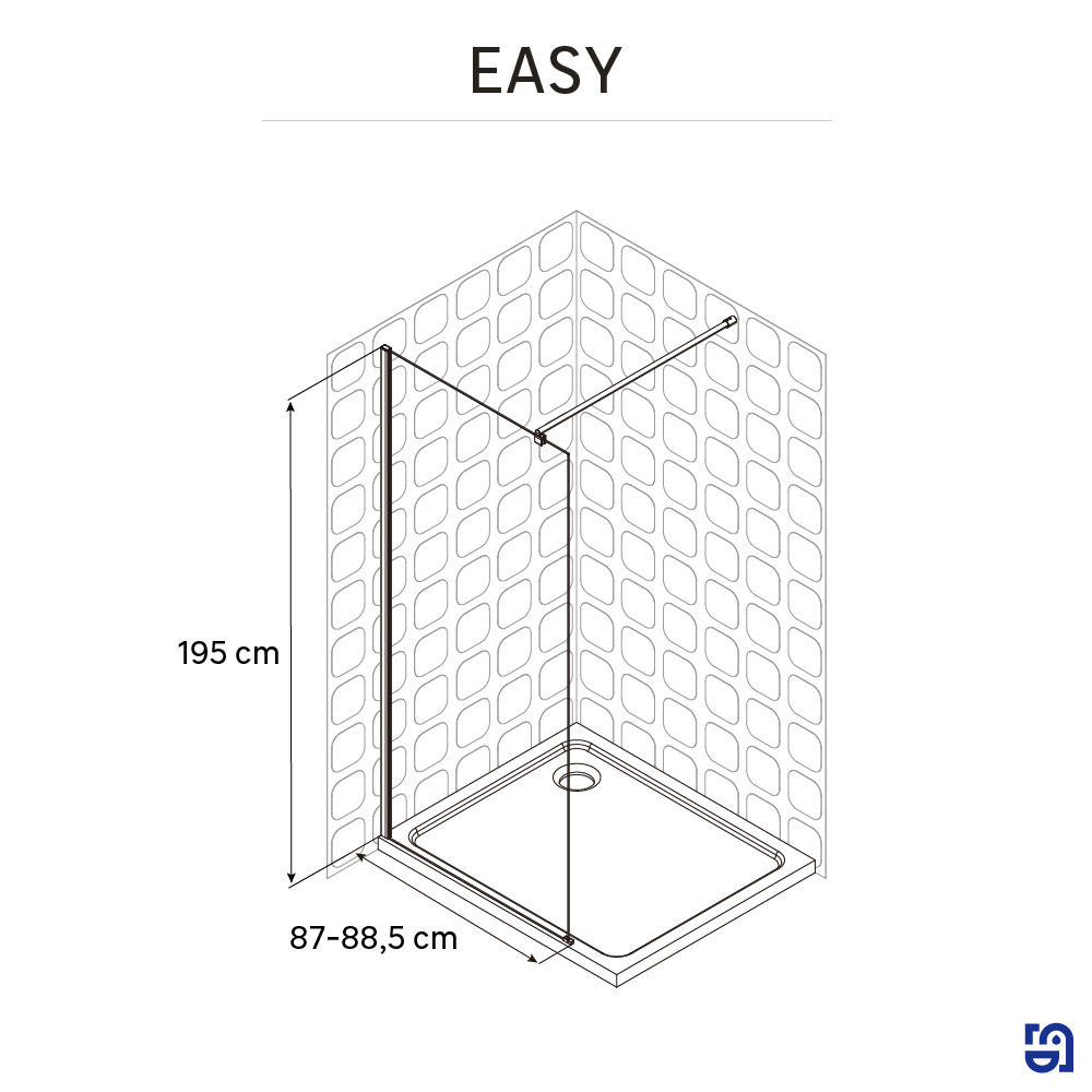 Painel de duche fixo 90x195 cm transparente e cromado Easy - 6