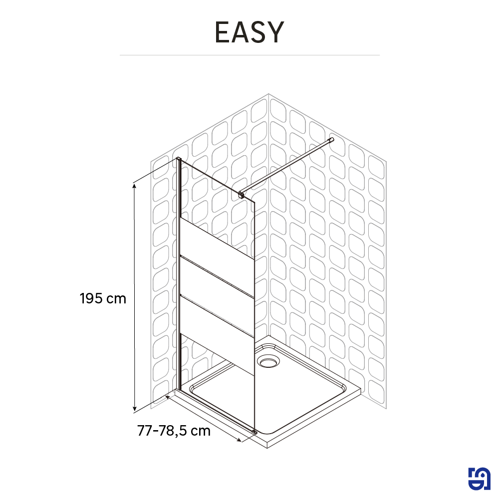 Paroi de douche à l'italienne verre sérigraphié, l.80 cm, Ep. 6 mm chromé Easy - 3