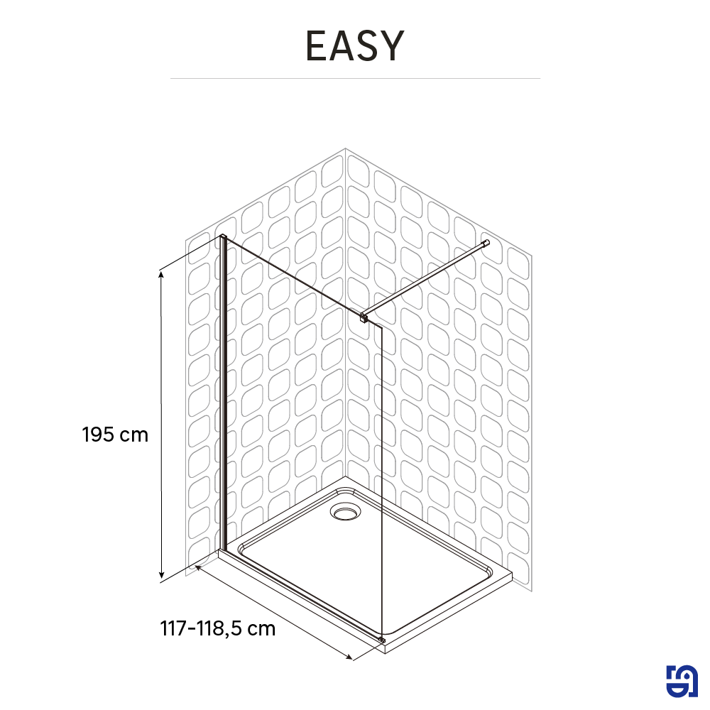 Paroi de douche à l'italienne verre transparent, l.120 cm, Ep. 6 mm chromé Easy - 3