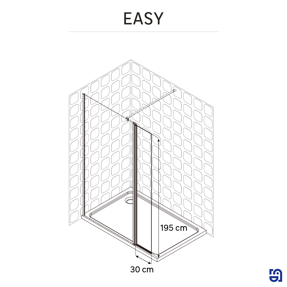 Painel de duche movivél 30x195 cm transparente e cromado Easy - 8