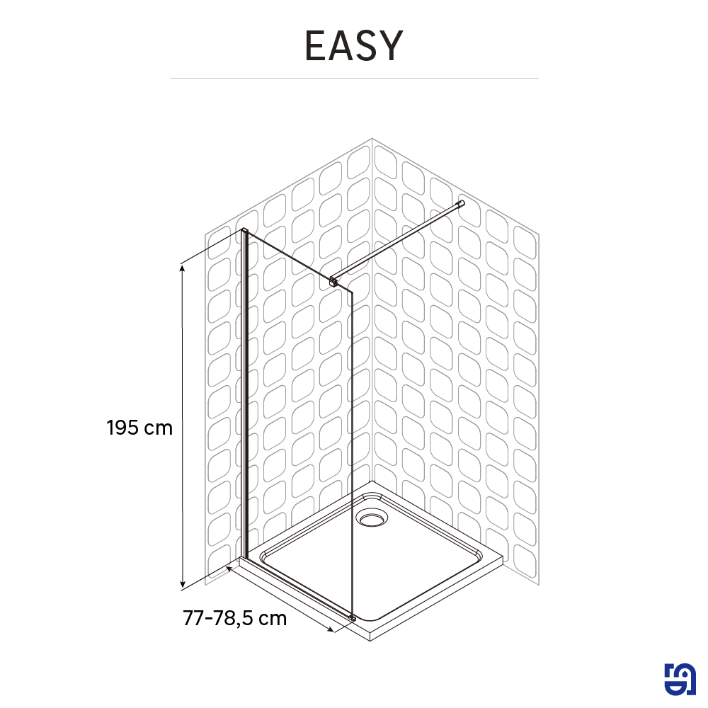 Paroi de douche à l'italienne verre transparent, l.80 cm, Ep.6 mm chromé Easy - 2