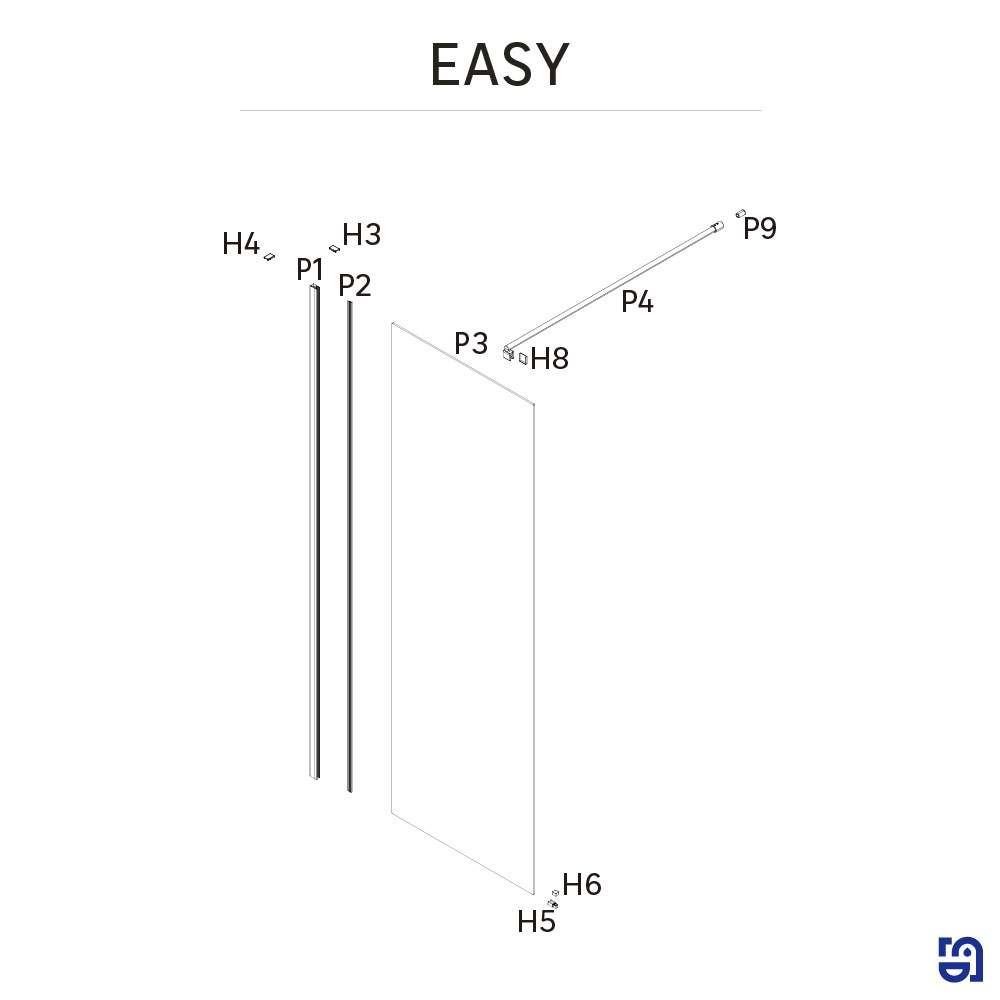 Paroi de douche à l'italienne verre transparent, l.100 cm, Ep. 6 mm chromé Easy - 3