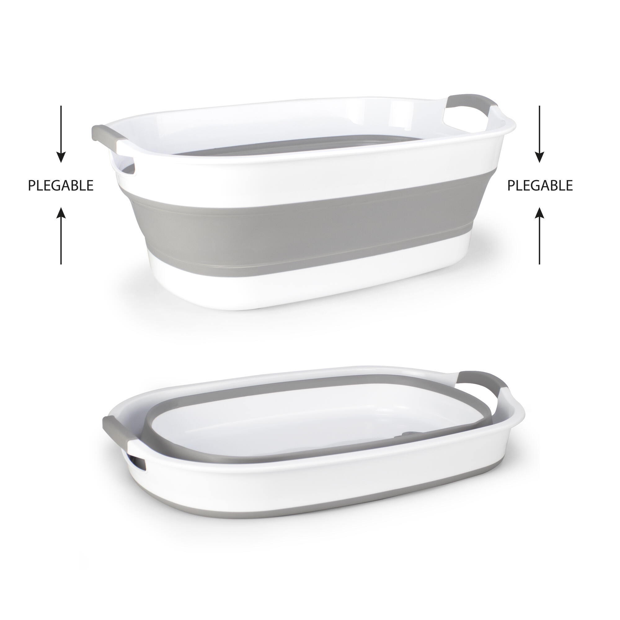 Cesto para roupa 61x44,5x23 cm branco e cinzento Flex - 7