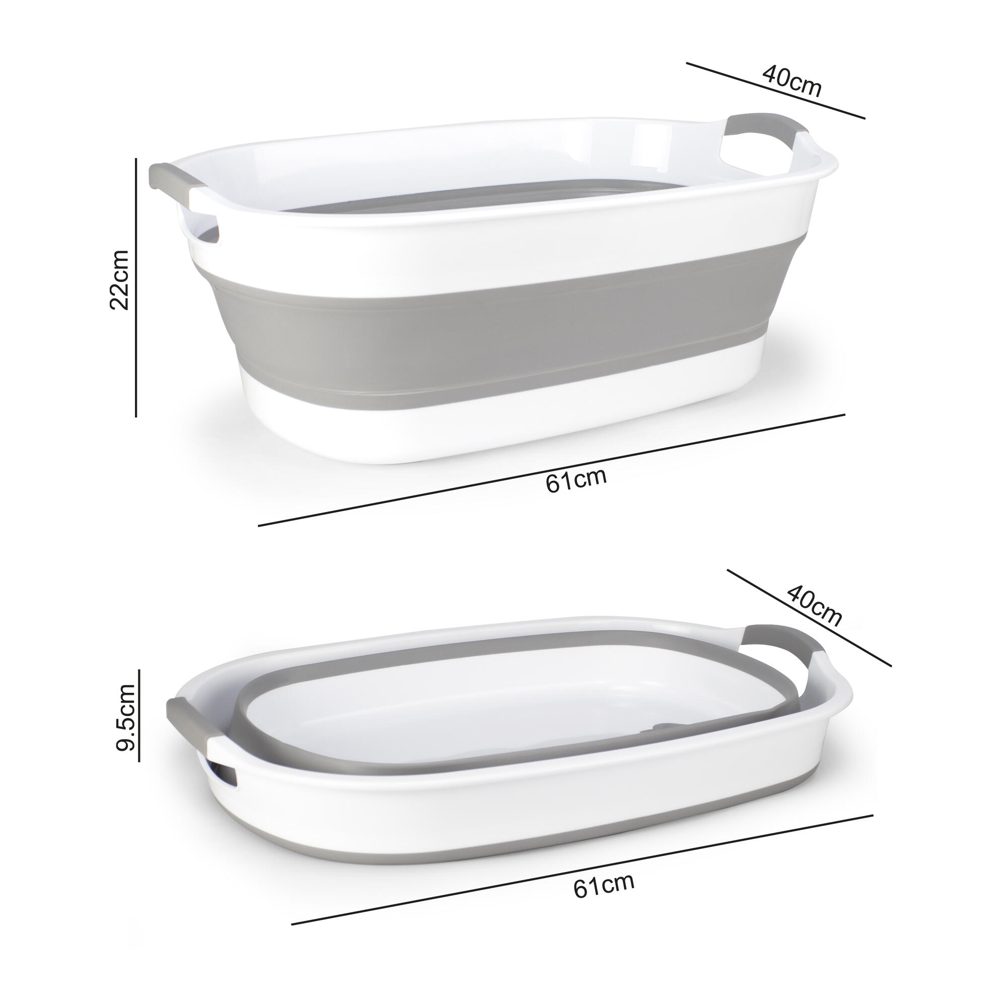 Cesto para roupa 61x44,5x23 cm branco e cinzento Flex - 8