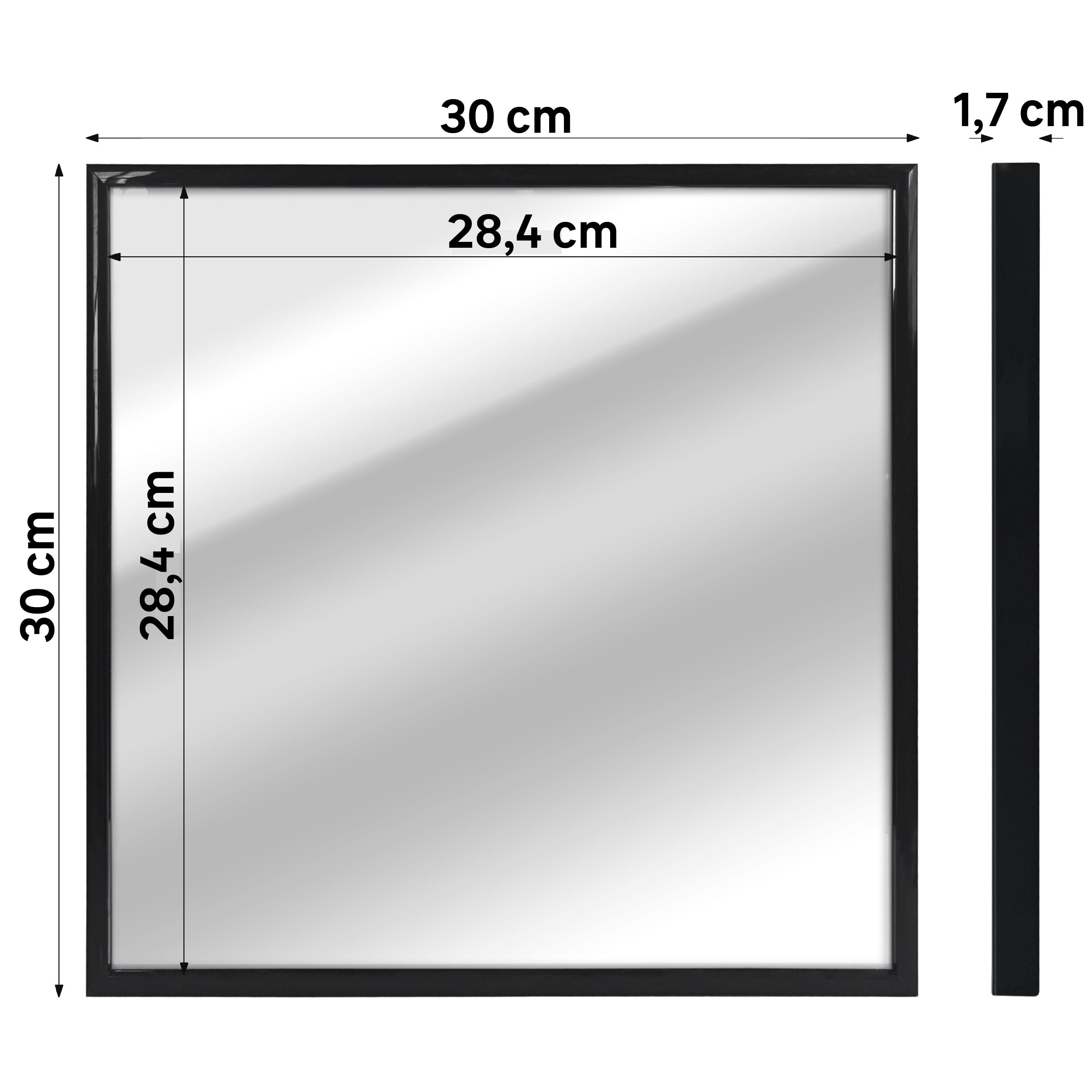 Espejo enmarcado de pared cuadrado Lila PVC negro brillante INSPIRE de 30 cm - 4