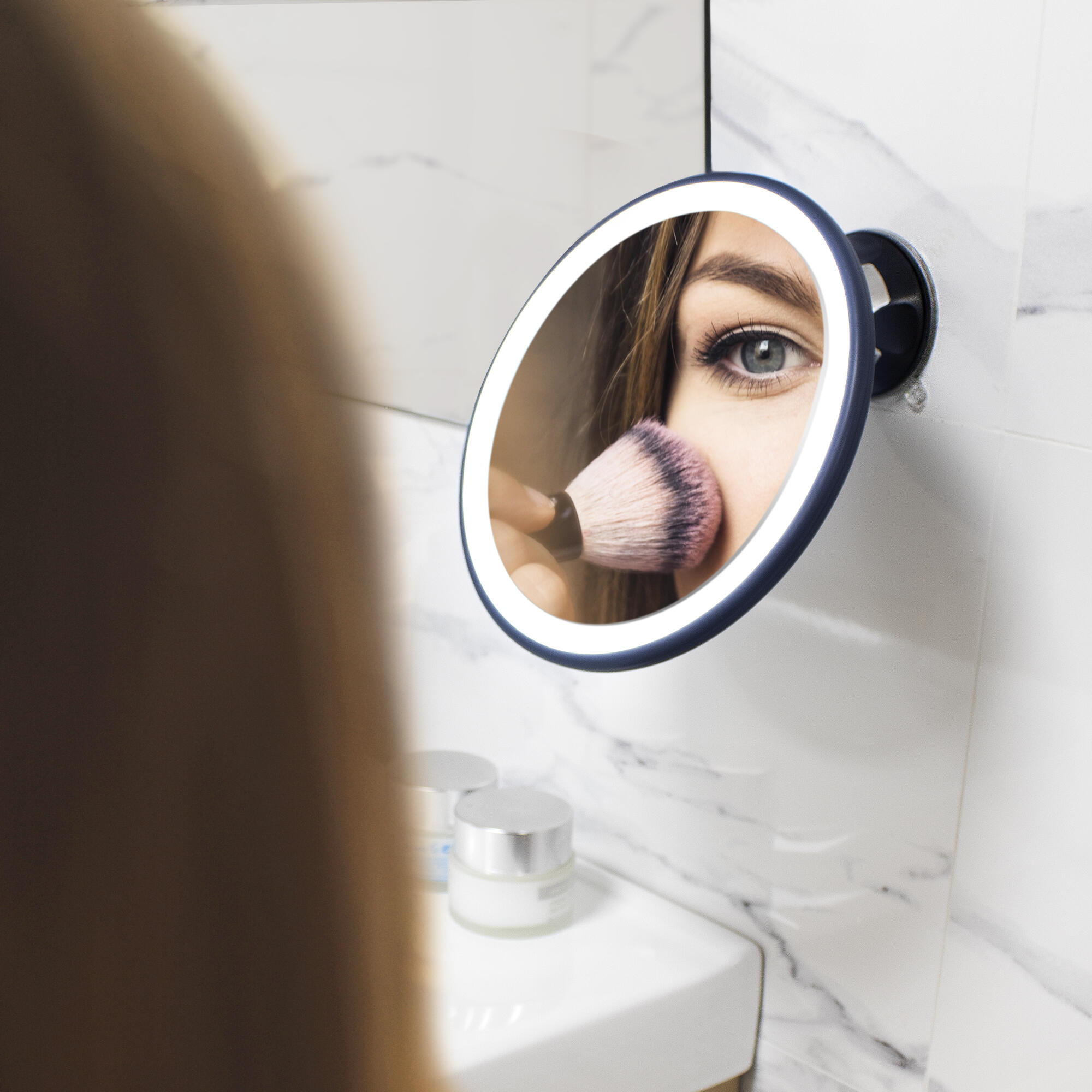 Espejo cosmético de aumento con luz x7 negro Leroy Merlin