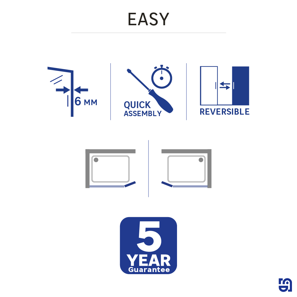 Painel de duche movivél 30x195 cm transparente e cromado Easy - 10