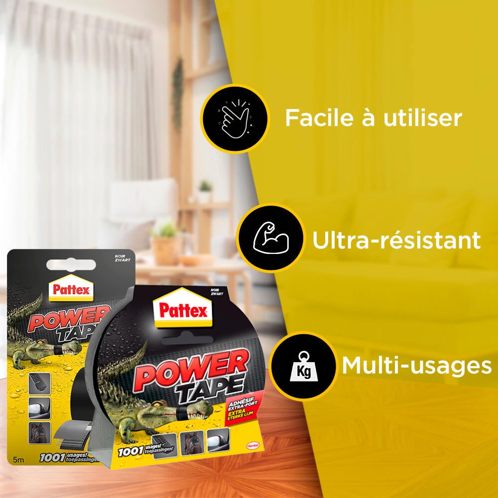 Ruban adhésif de PATTEX Power tape, face unique L.25 m x l.51 mm noir - 4