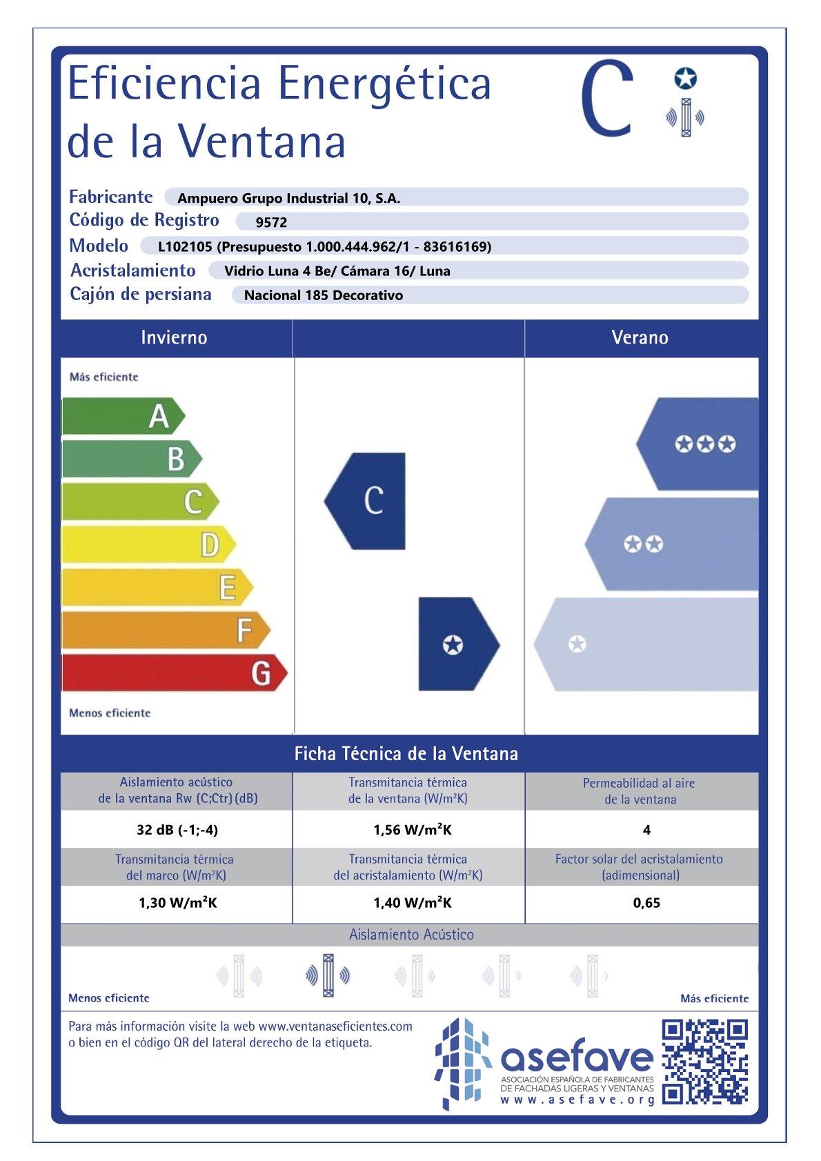 Balconera PVC 140x229cm oscilobatiente blanca Isoxa doble acristalamiento transparente 4/16/4 bajo emisivo con persiana - 25